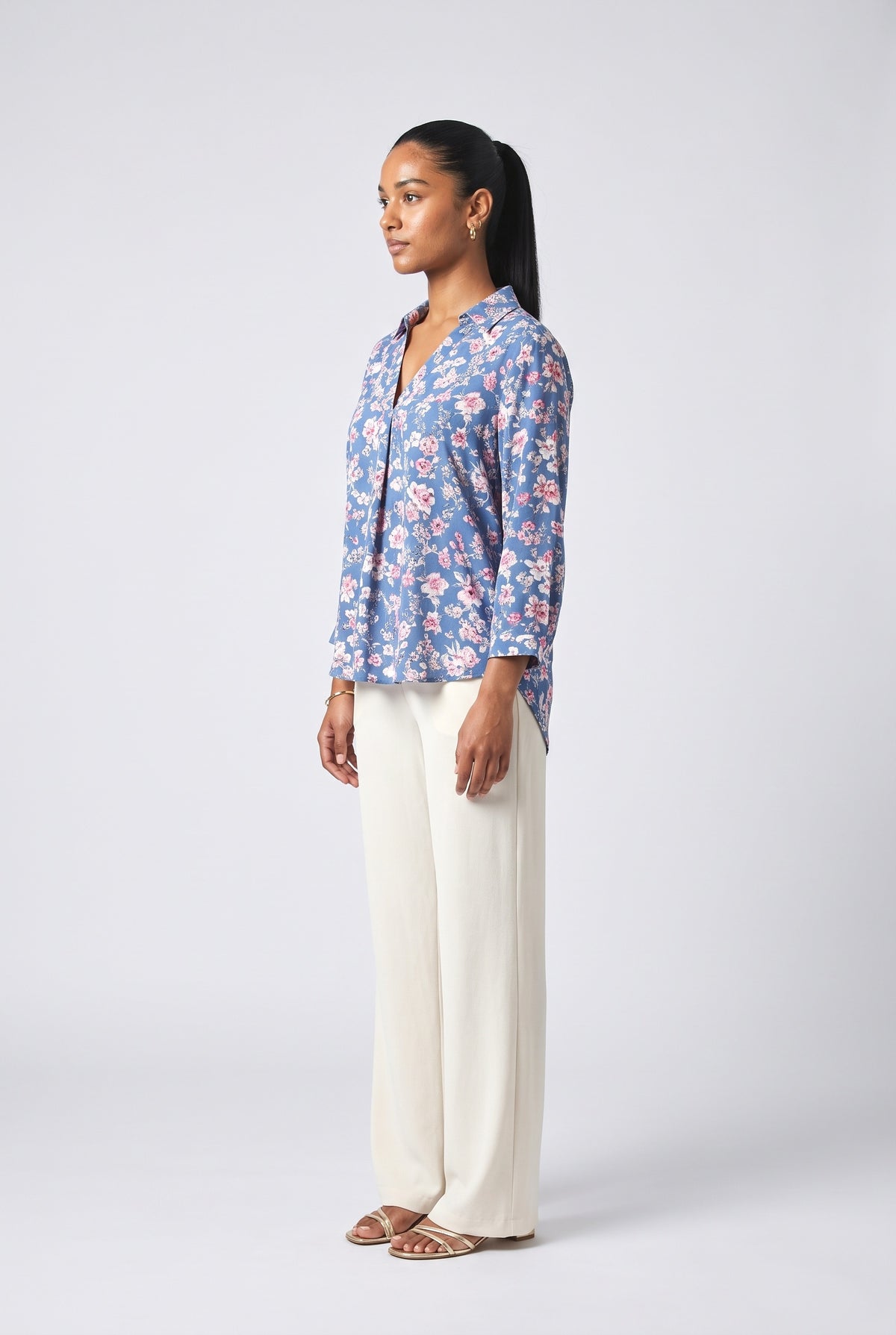 V-Neck Floral Blouse, back view