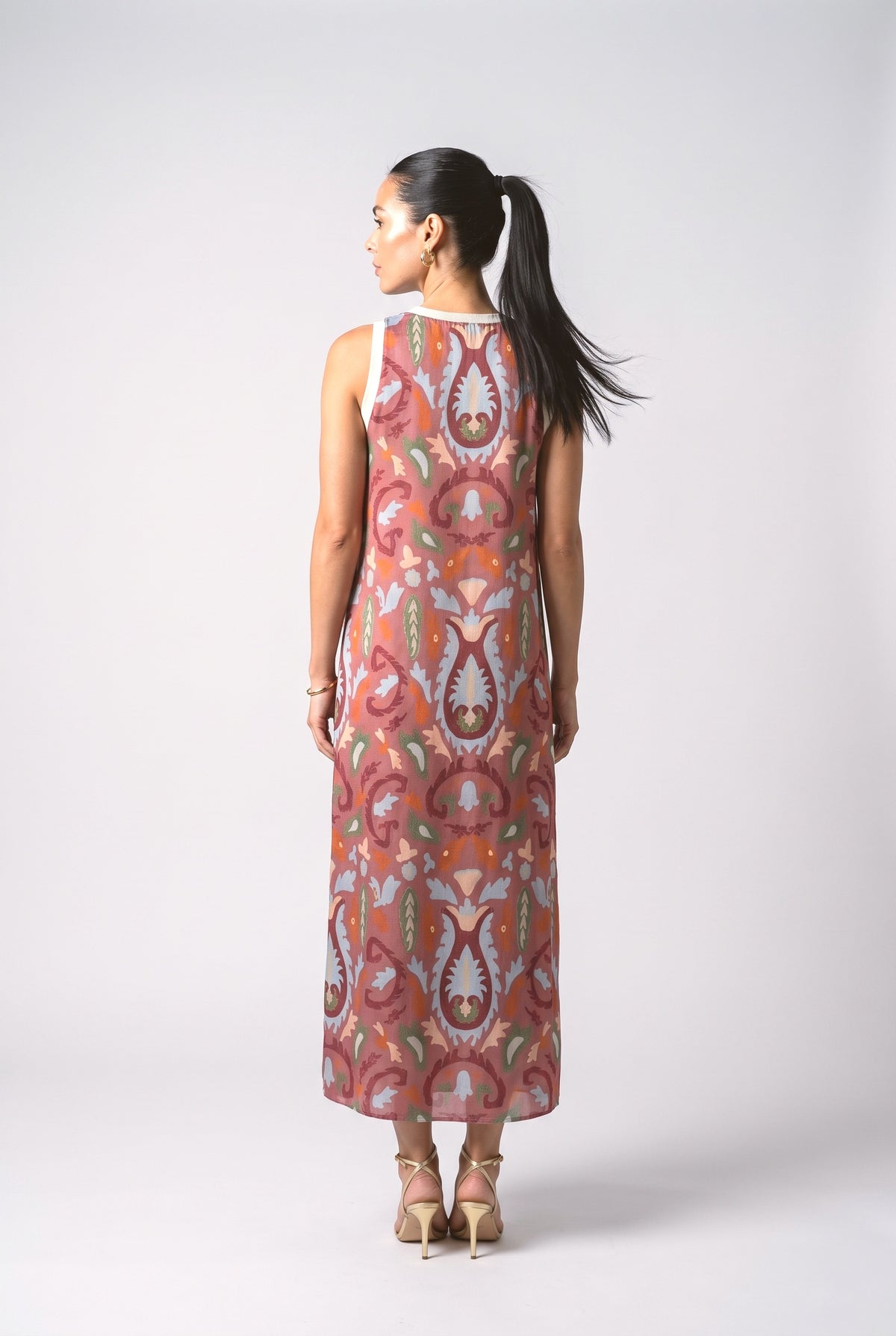 Burgundy Print Cape Outfit Set, back view