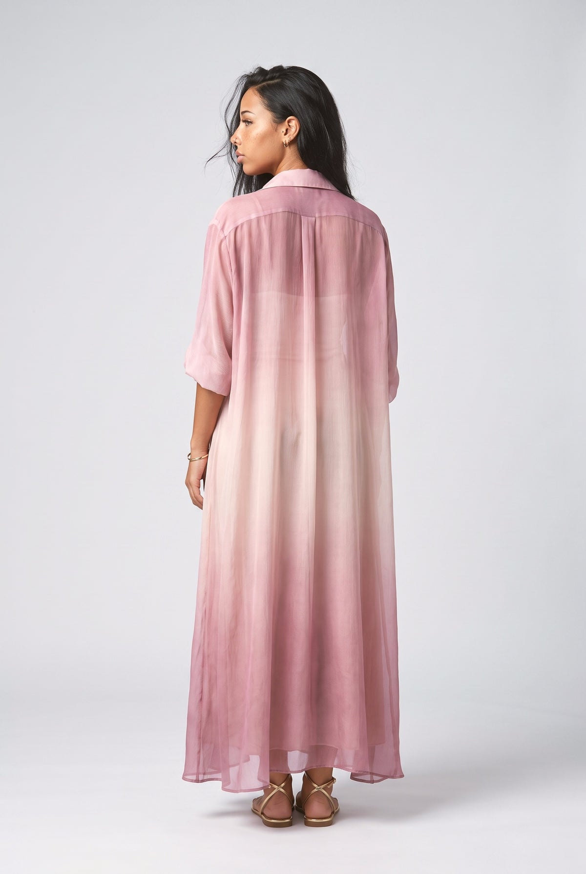 Pink Chiffon Maxi Dress, back view