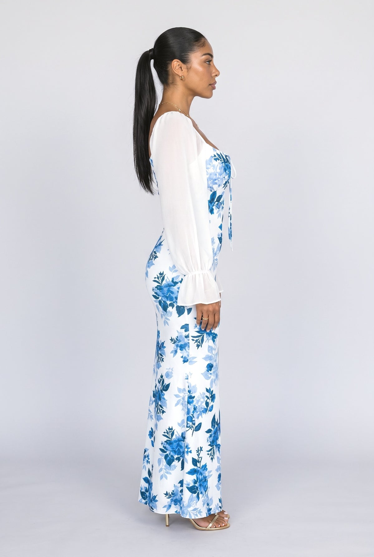 Floral Mermaid Maxi Dress, back view
