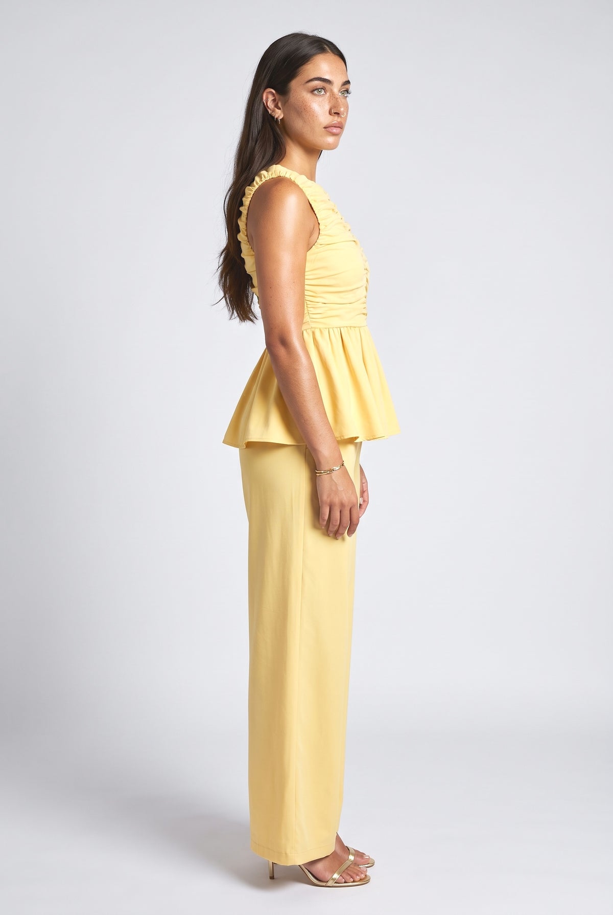 Yellow Ruched Co Ord Set, back view