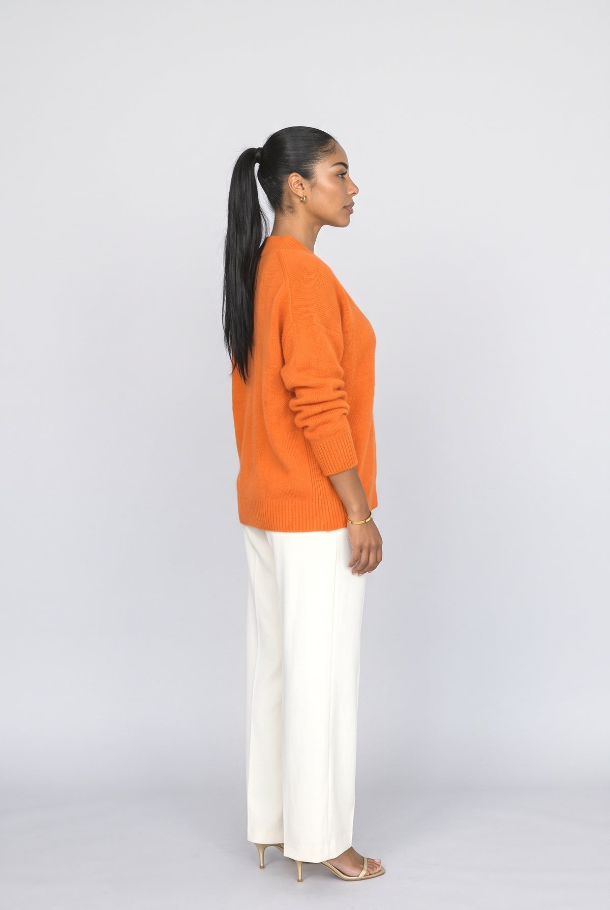 Knit V-Neck Pullover Sweater, back view