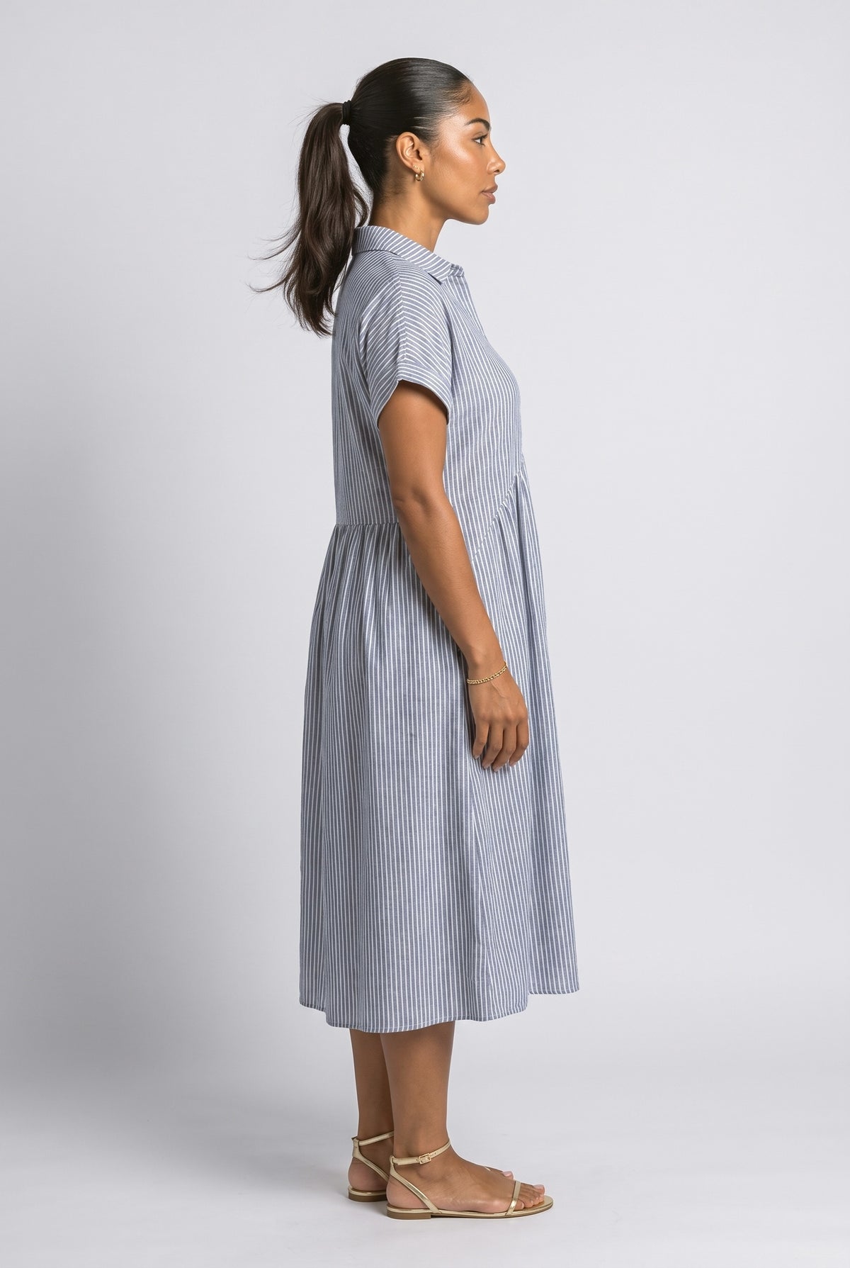 Striped Midi Dress, back view