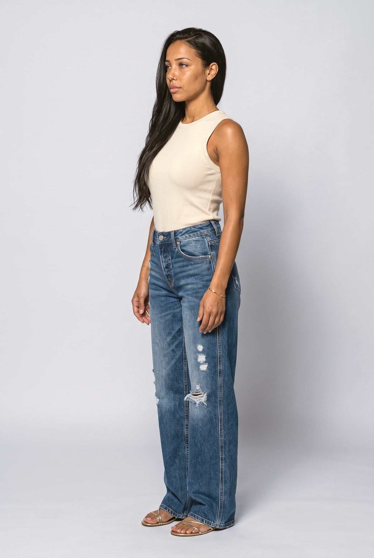 Blue Denim Women's Jeans, back view