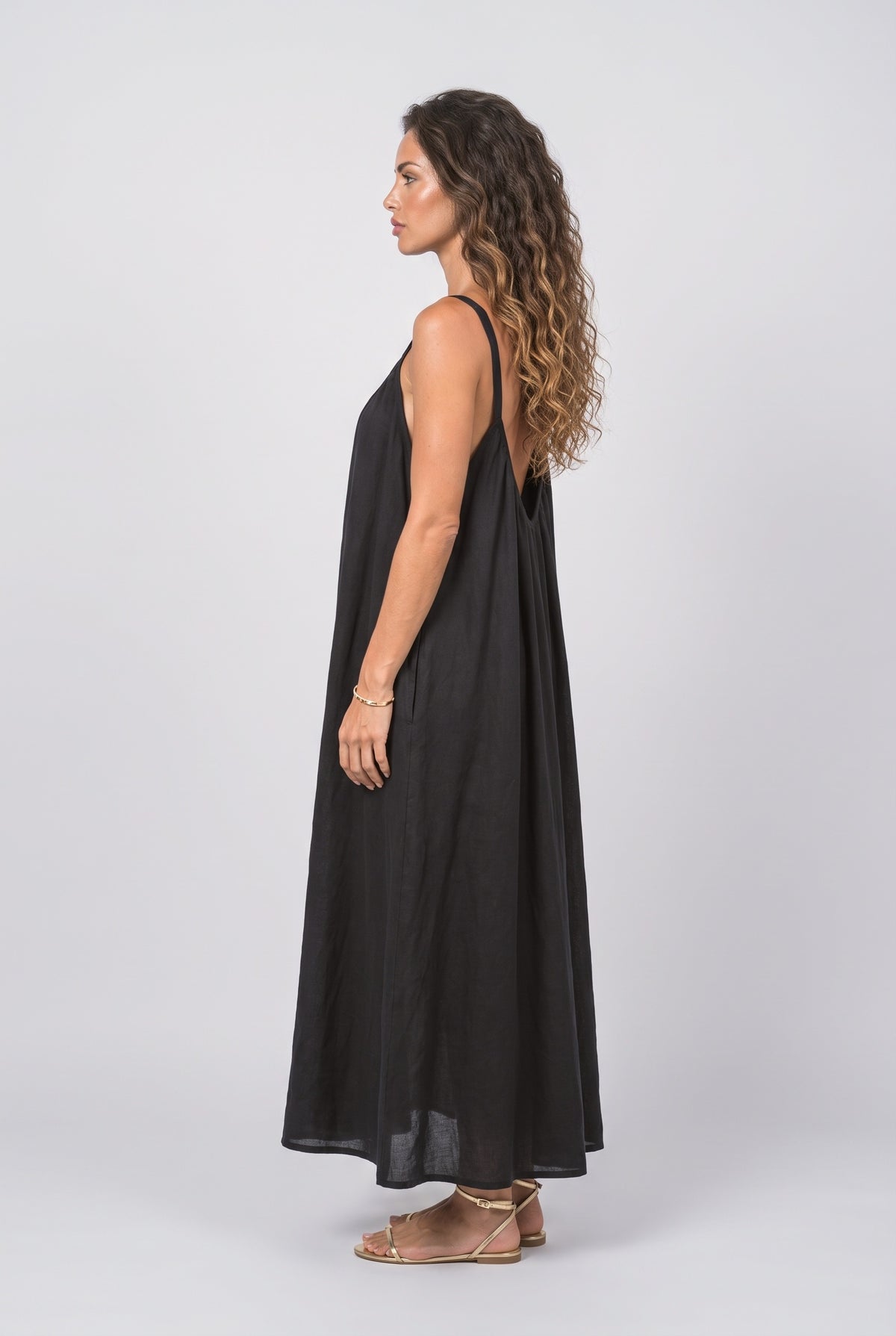 Backless Flowy Maxi Dress, back view
