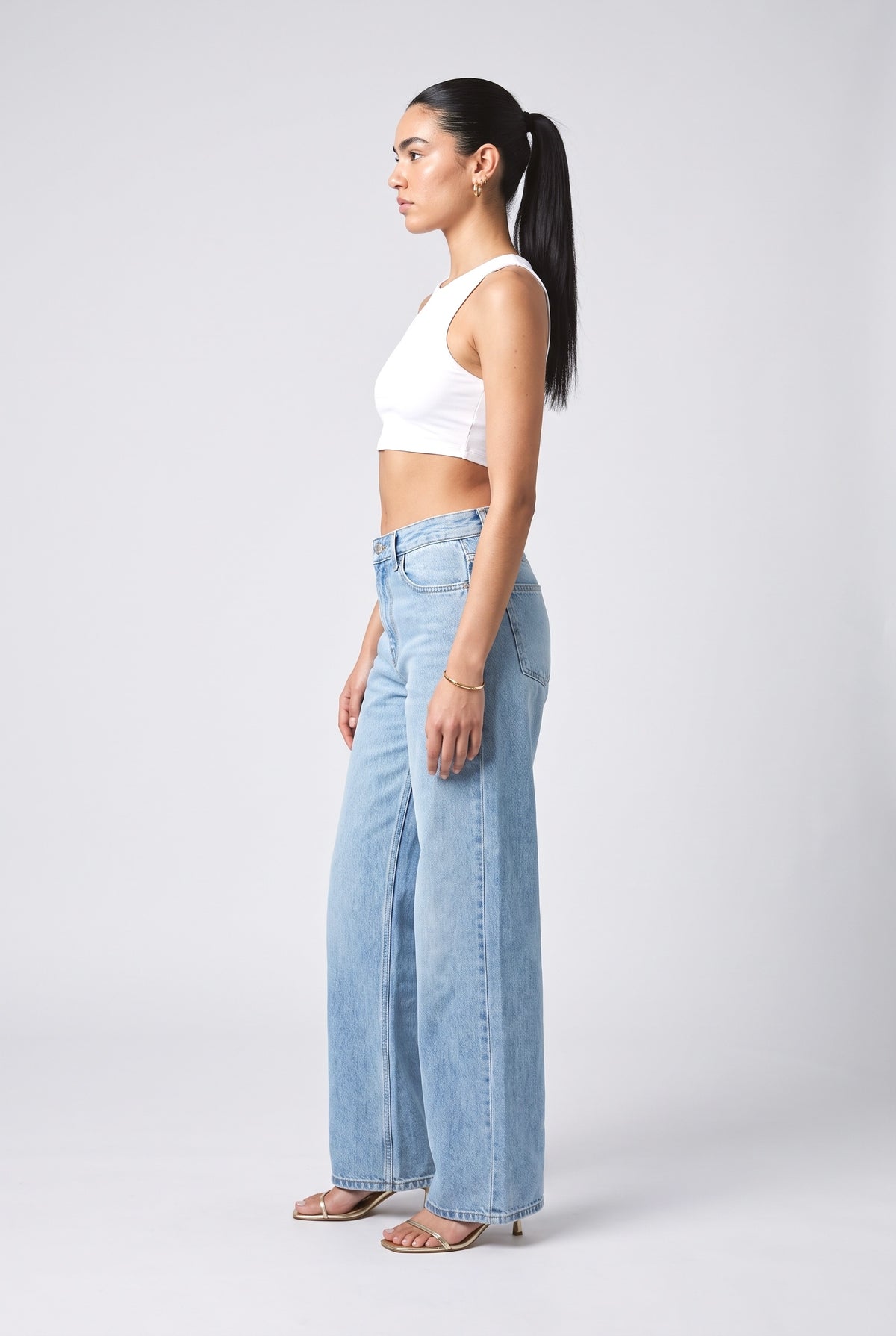 Denim Wide Leg Jeans, back view