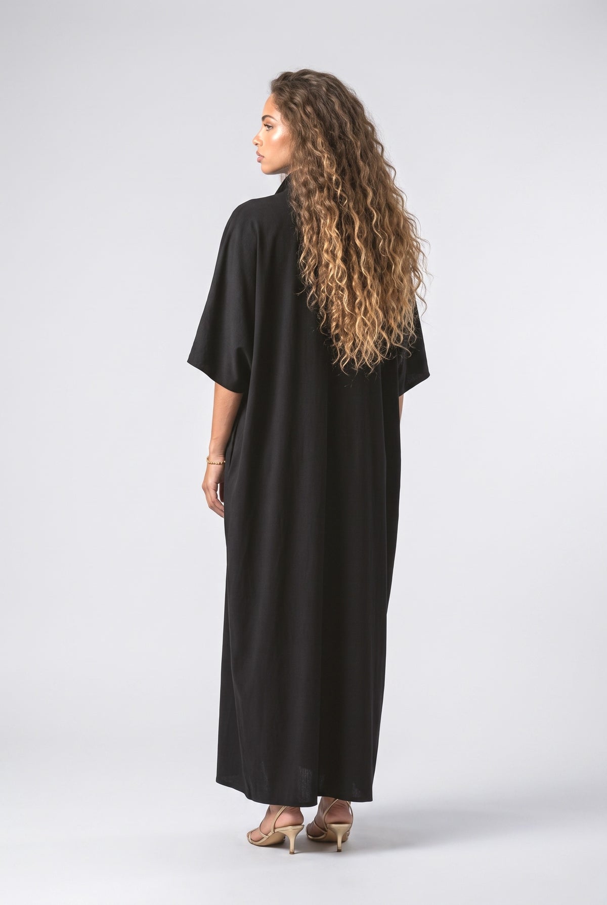 High Neck Batwing Sleeve Maxi Dress, back view