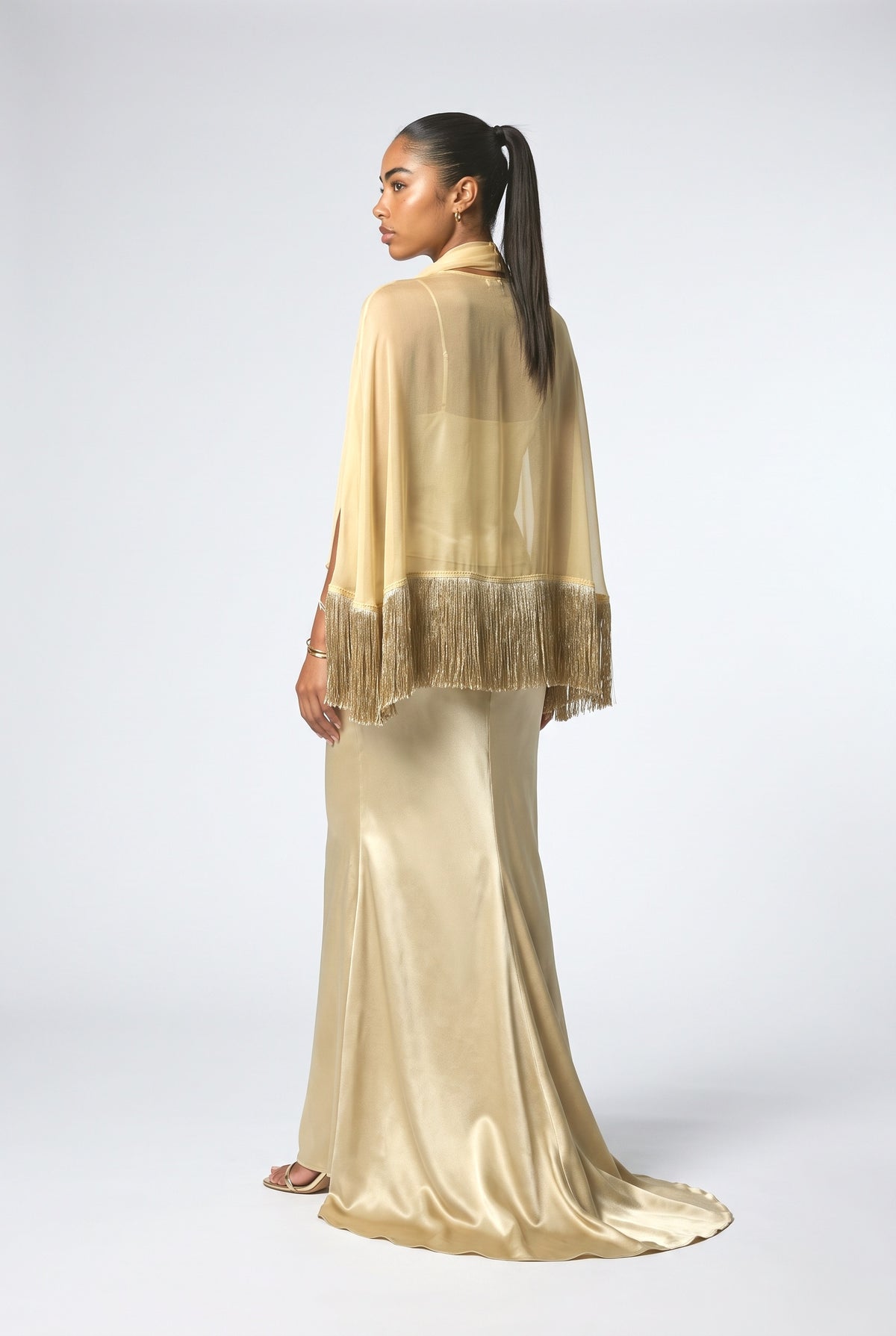 Satin Fringe Outfit Set, back view