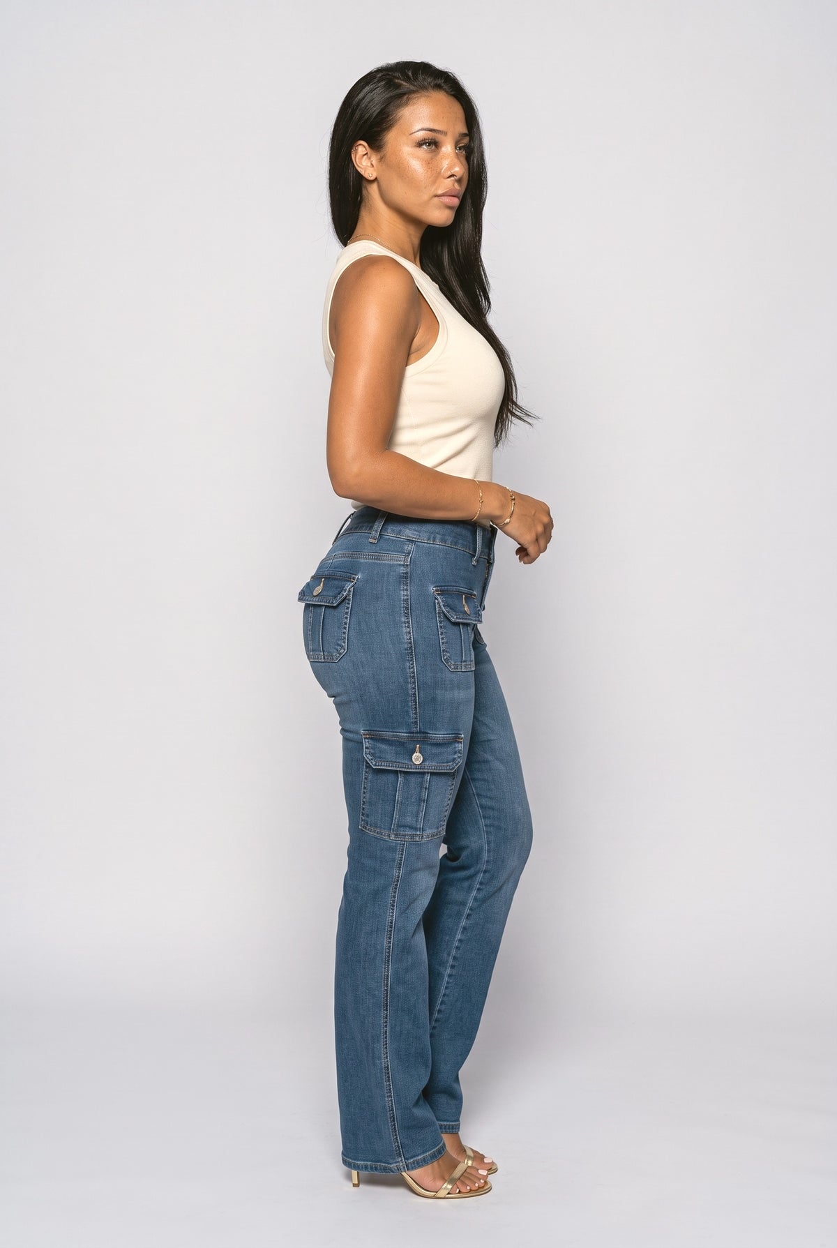 Blue Denim Women's Jeans, back view