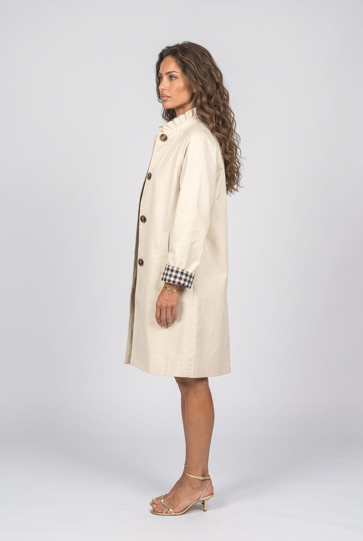Plaid Ruffle Trench Coat, back view