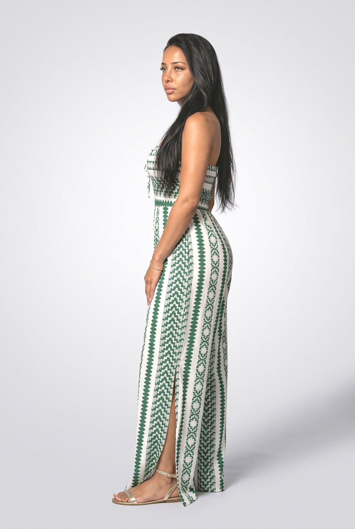 Strapless Geometric Jumpsuit, back view