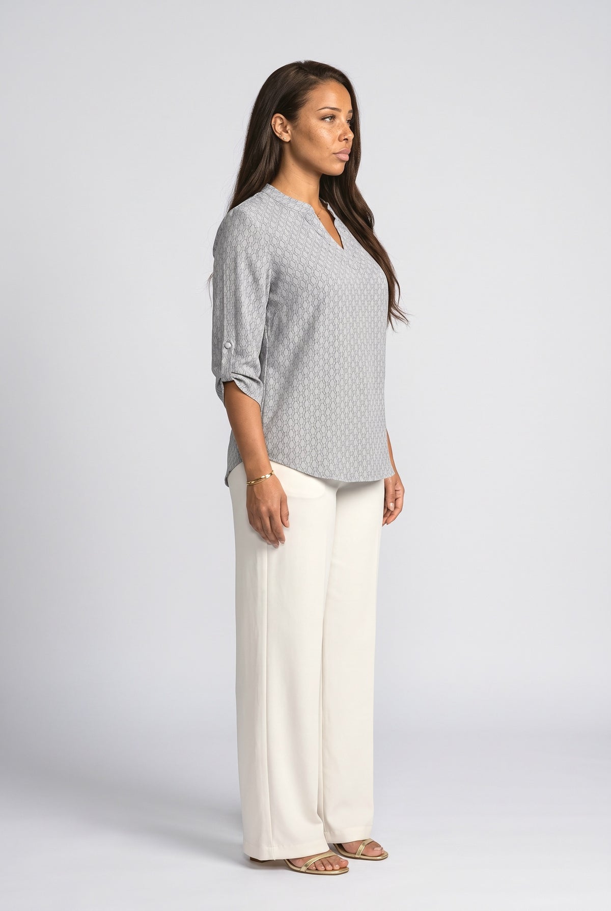 V-Neck Geometric Blouse, back view