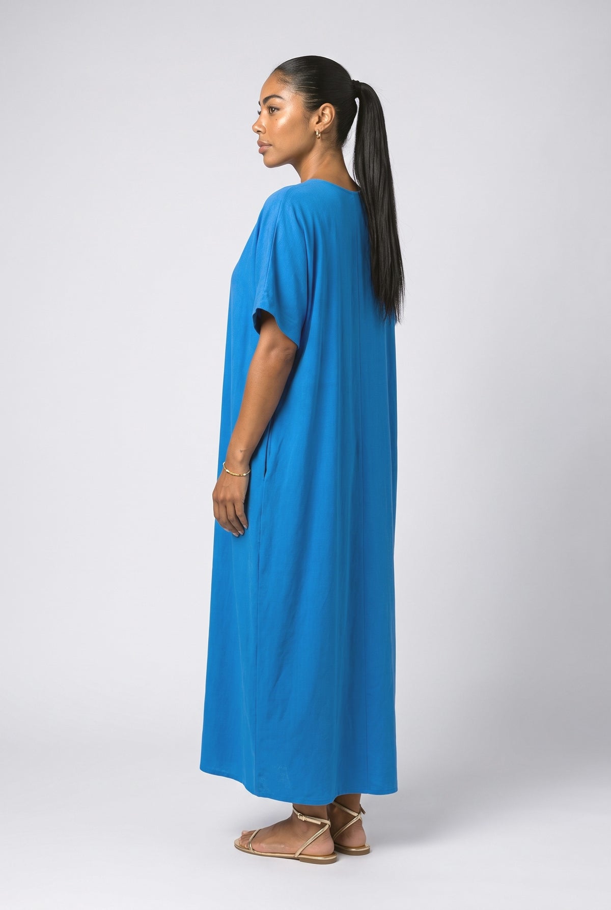 V-Neck Oversized Maxi Dress, back view