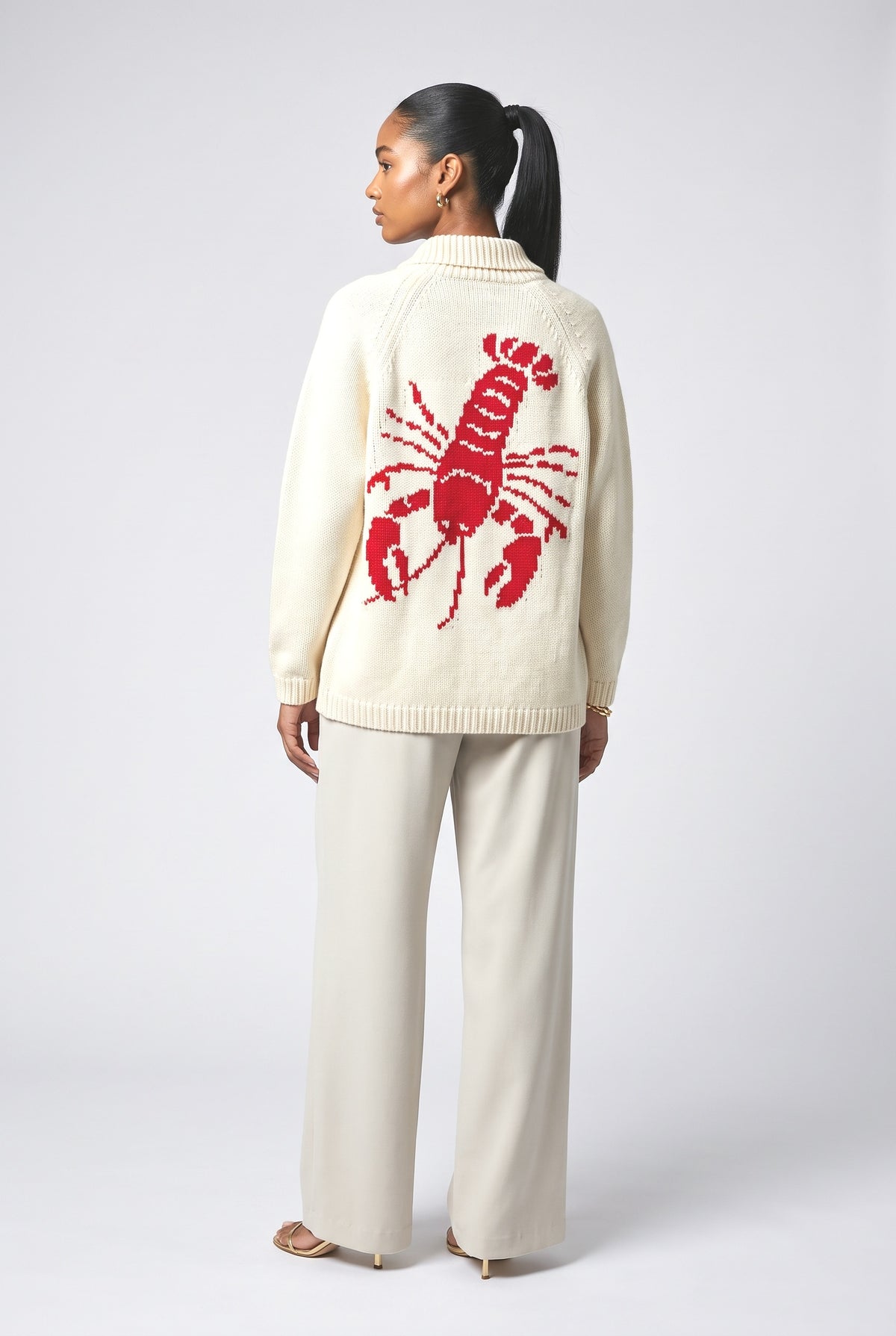 Fun Lobster Cardigan Sweater Jacket, back view