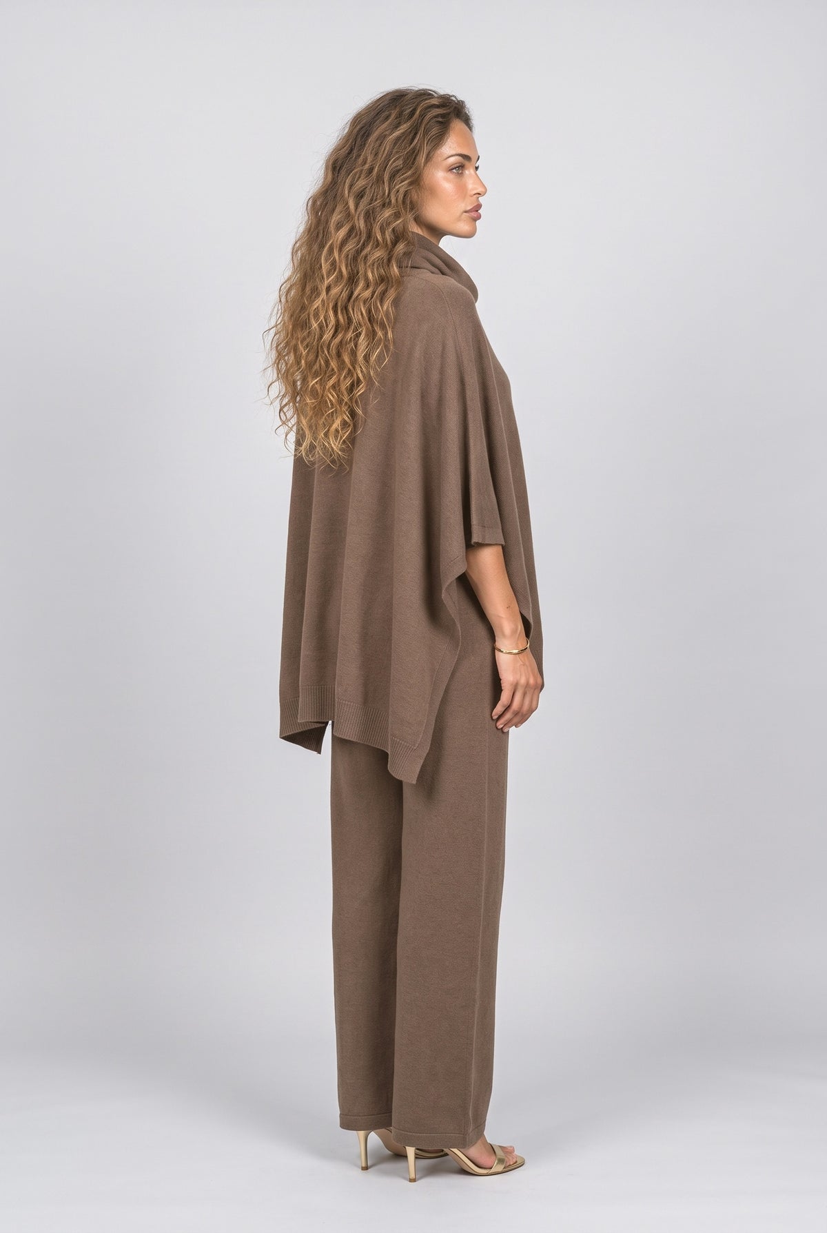 Cowl Neck Cape Two Piece Outfit, back view