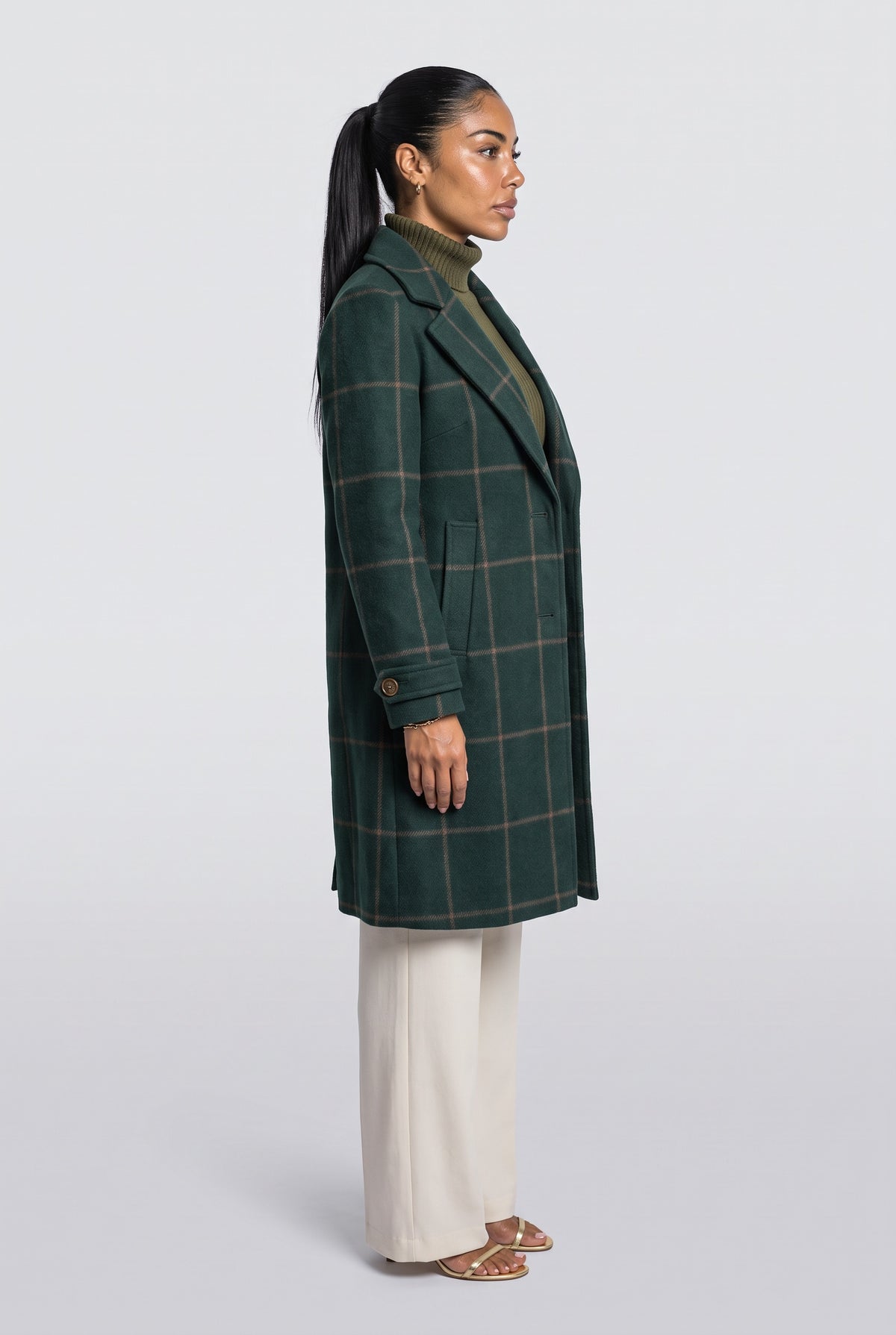 Plaid Oversized Wool Coat, back view
