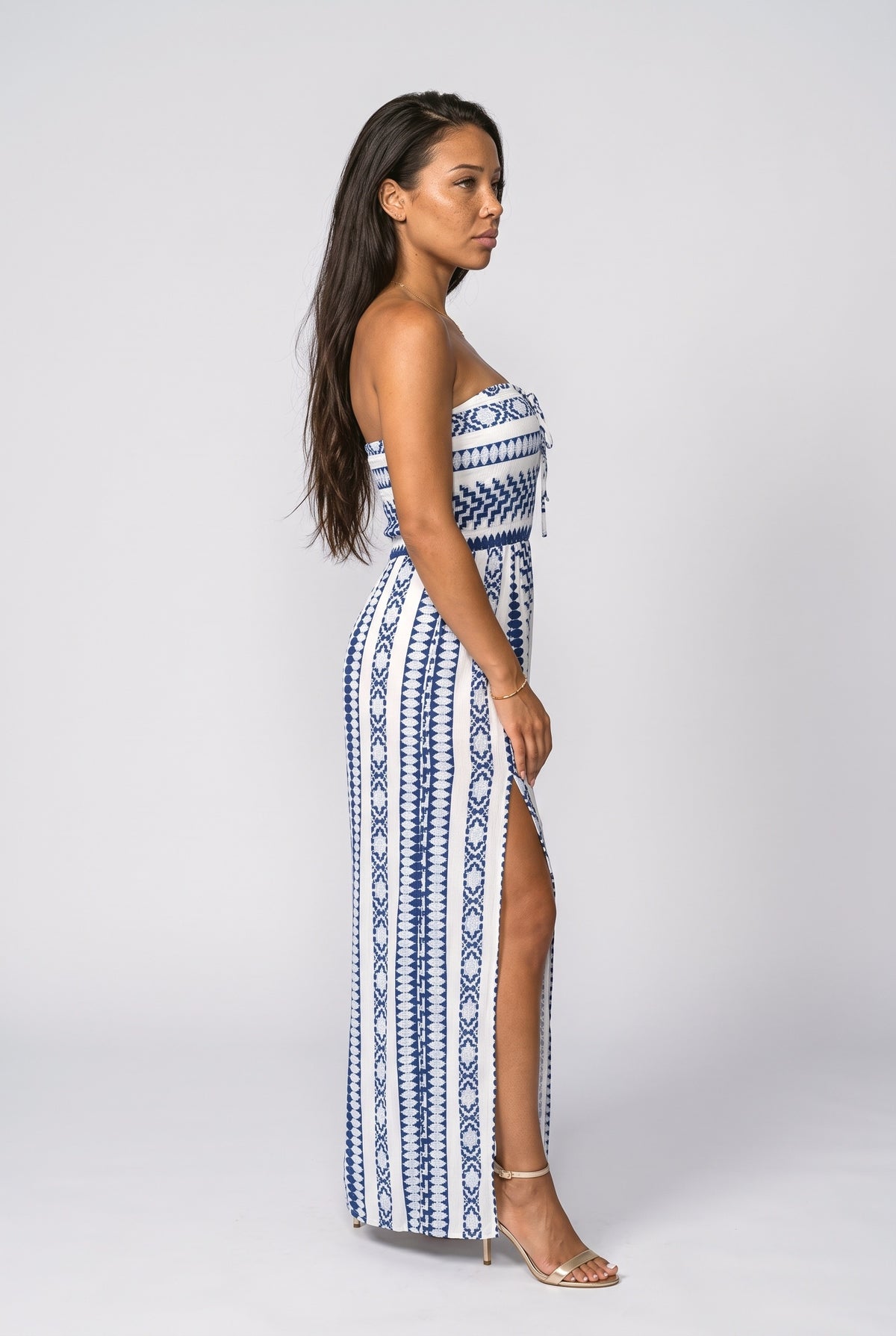 Strapless Geometric Slit Jumpsuit, back view