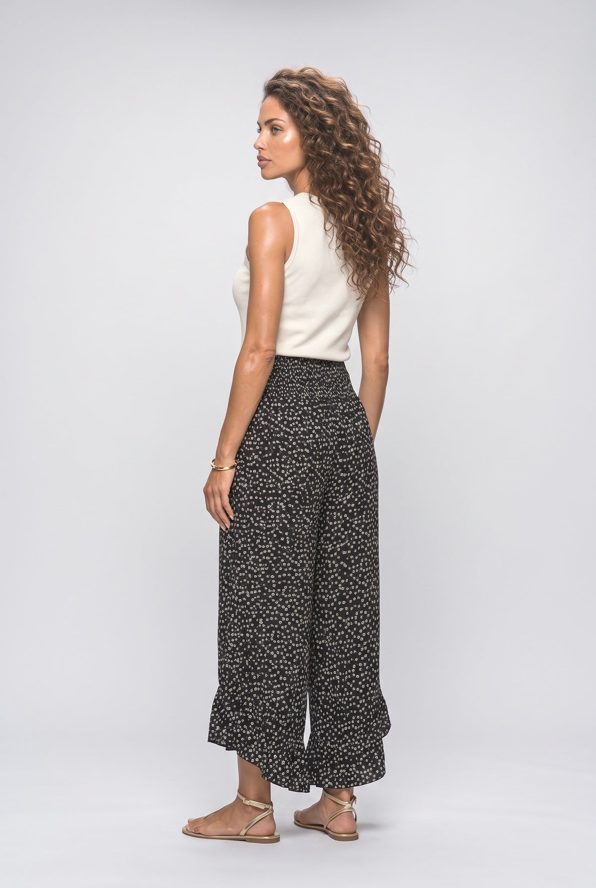 Ruffle Wide Leg Pants, back view