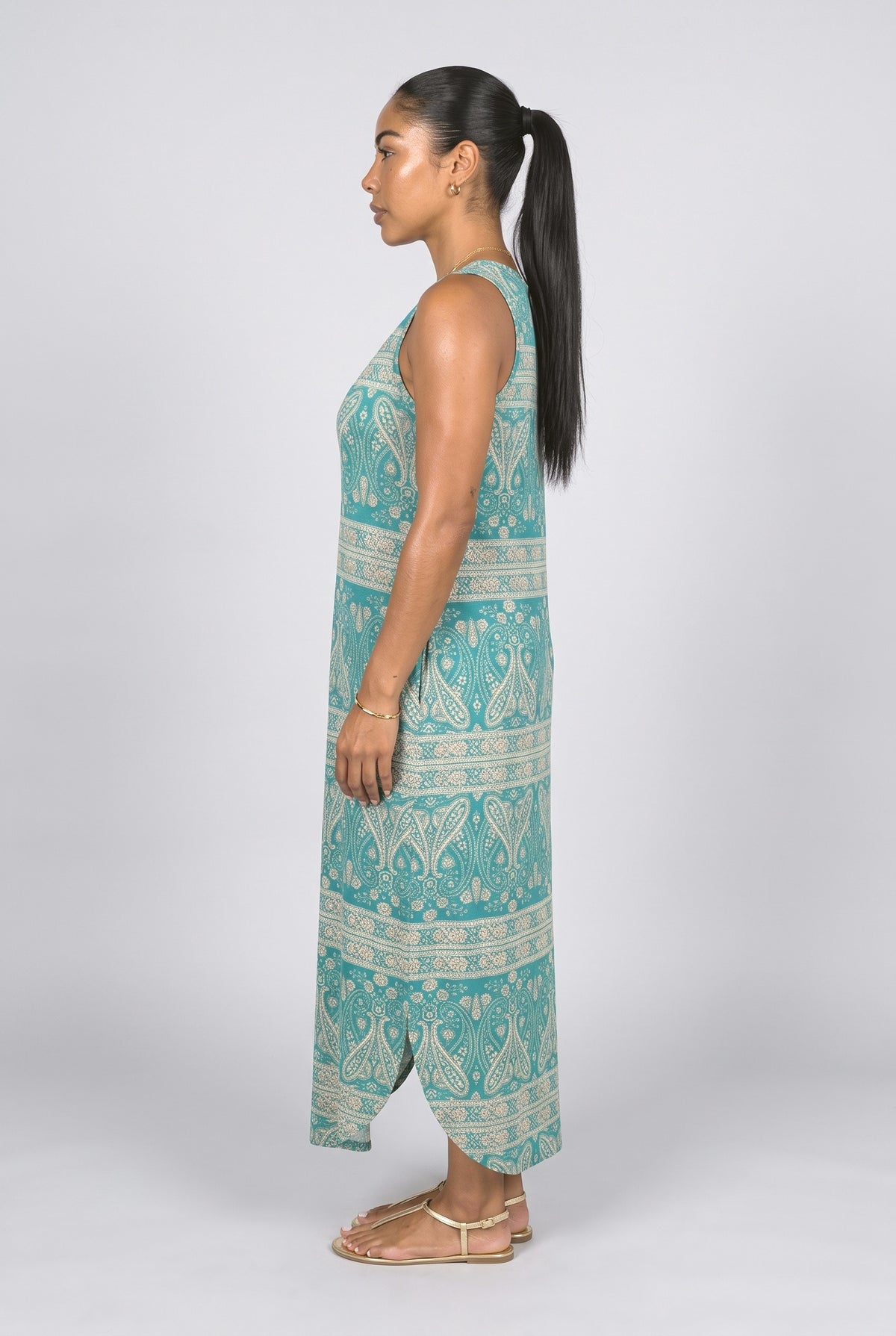 V-Neck Flowy Maxi Dress, back view
