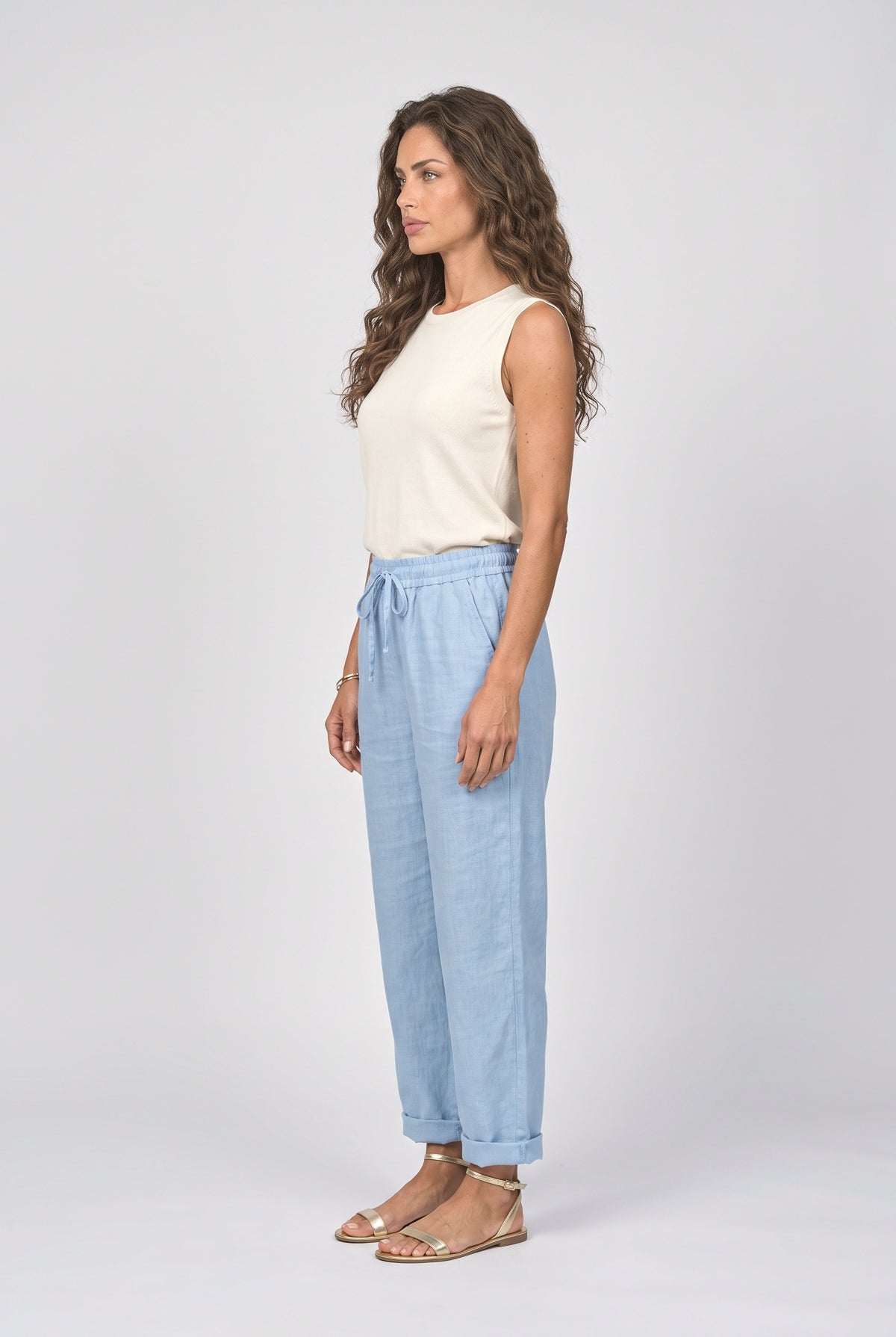 Linen Wide Leg Pants, back view