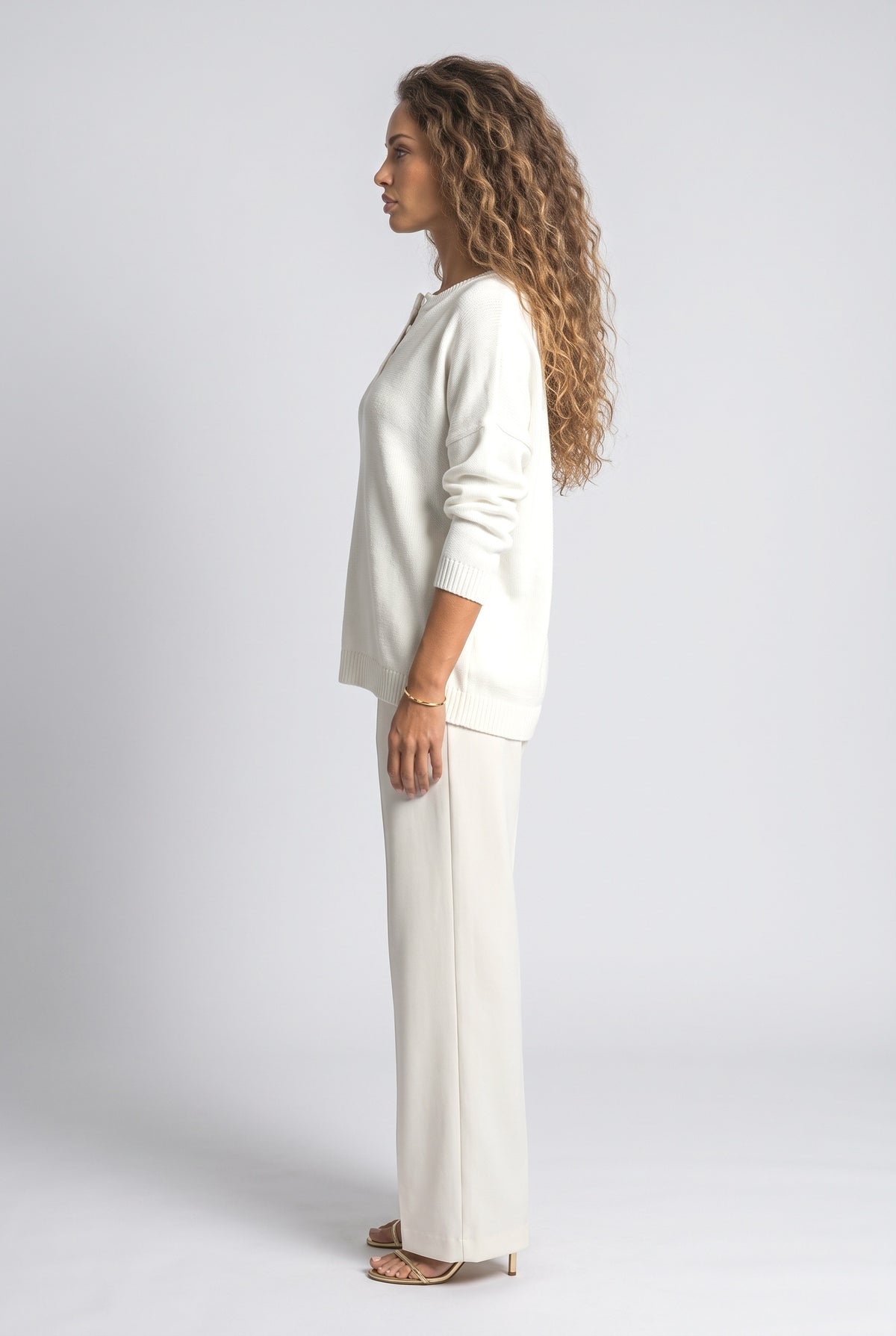 Knit V-Neck Pullover Sweater, back view