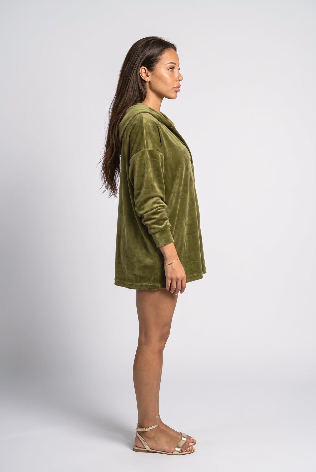 Green Asymmetric Hoodie, back view