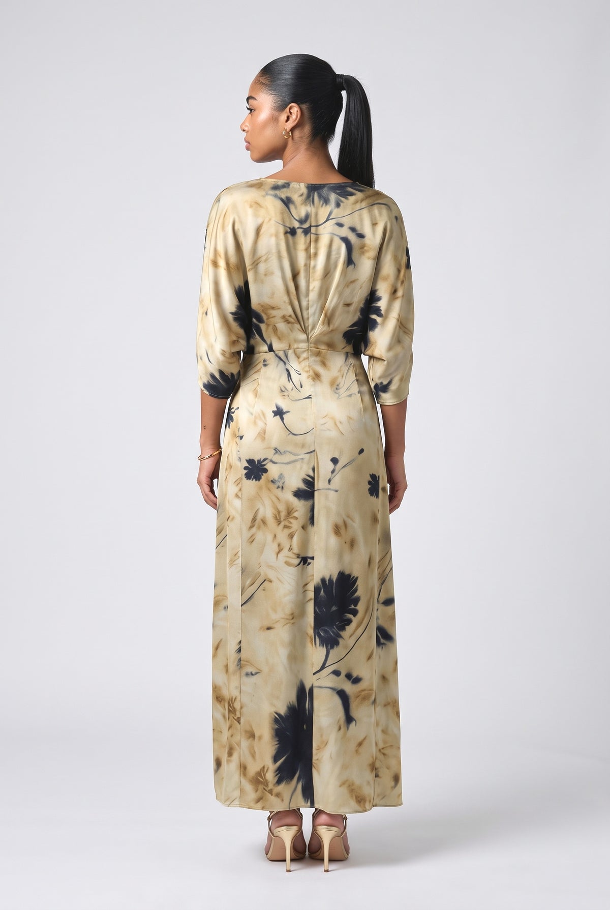 Watercolor Twist-Front Maxi Dress, back view