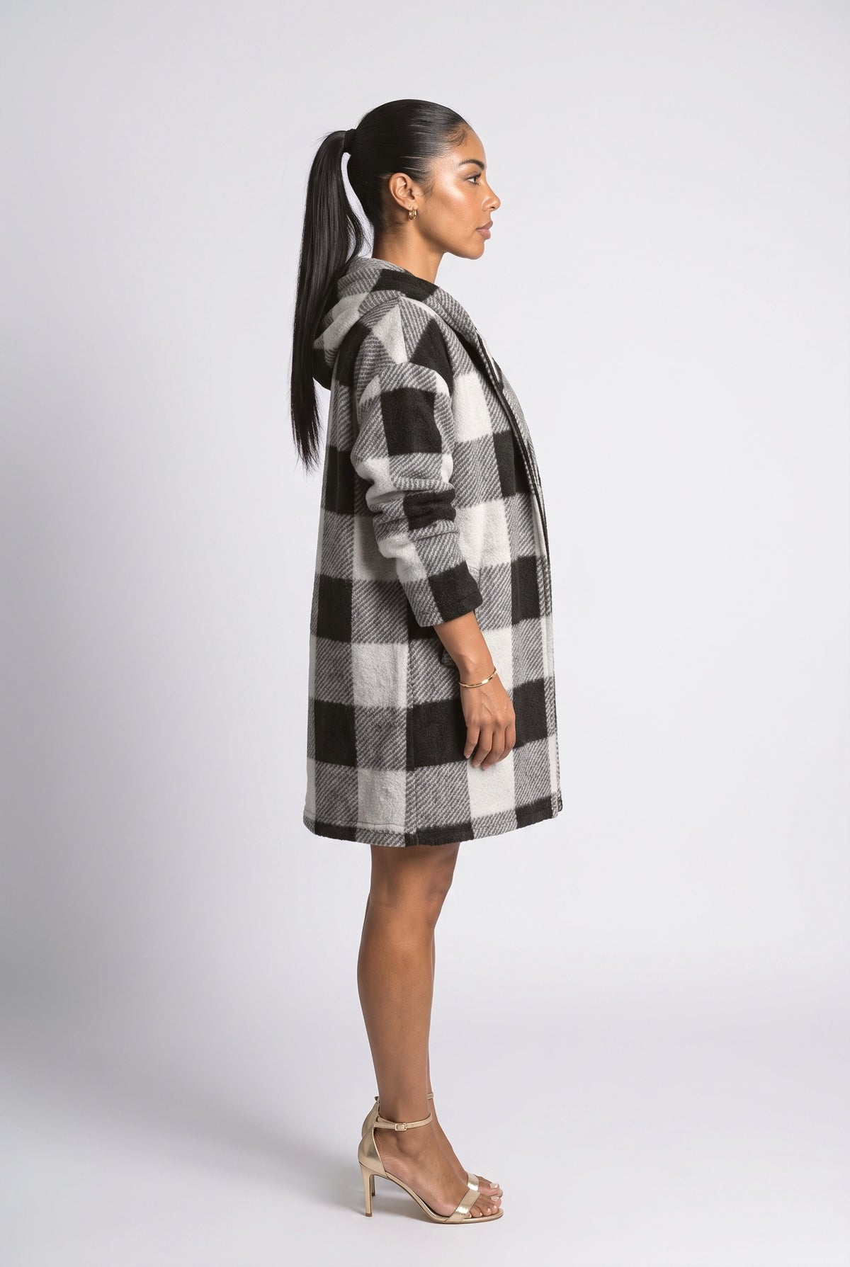 Plaid Oversized Knit Cardigan, back view