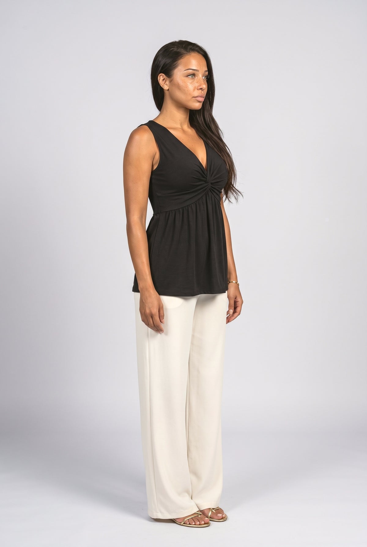 V-Neck Sleeveless Empire Waist Tank Top, back view