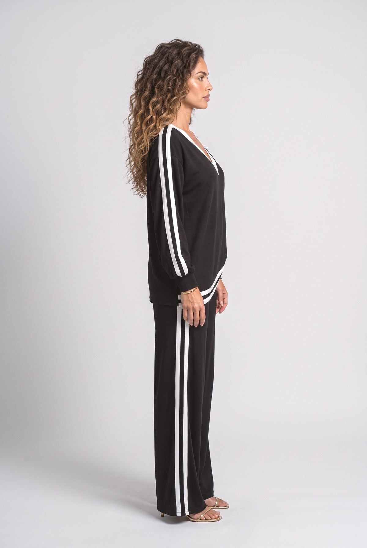 V-Neck Wrap Pants Set Women, back view