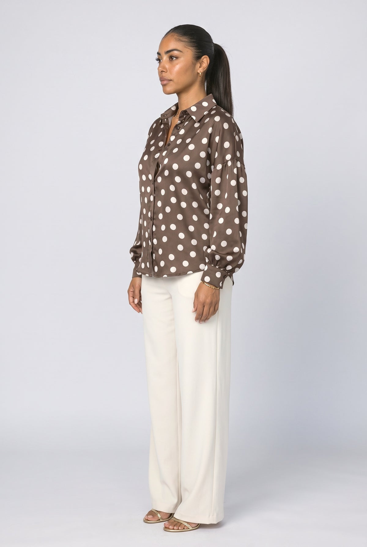 Satin Polka Dot Blouse, back view