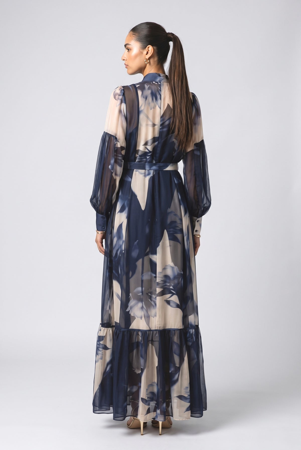 Floral Chiffon Maxi Dress, back view
