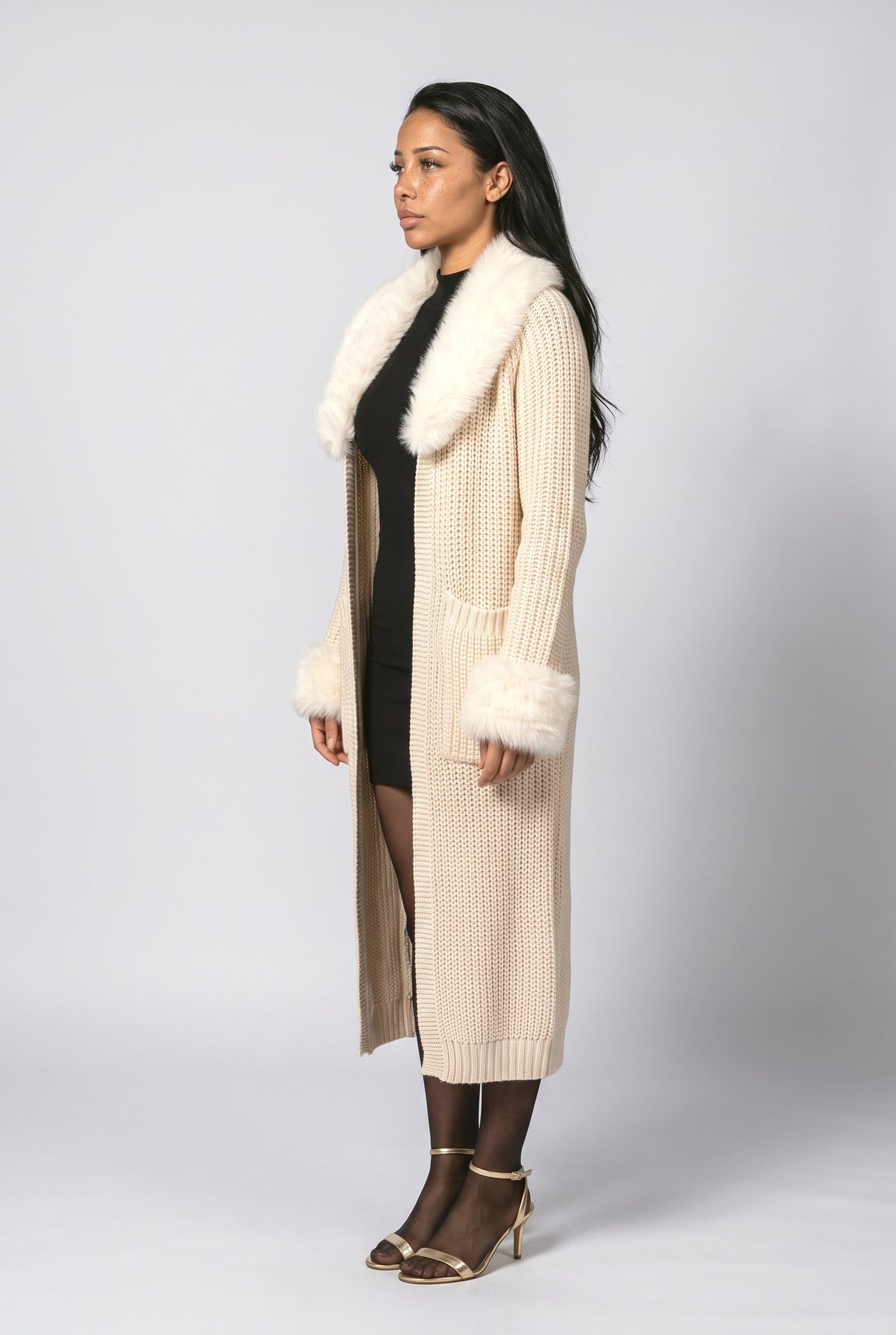 Striped Knit Cardigan, back view
