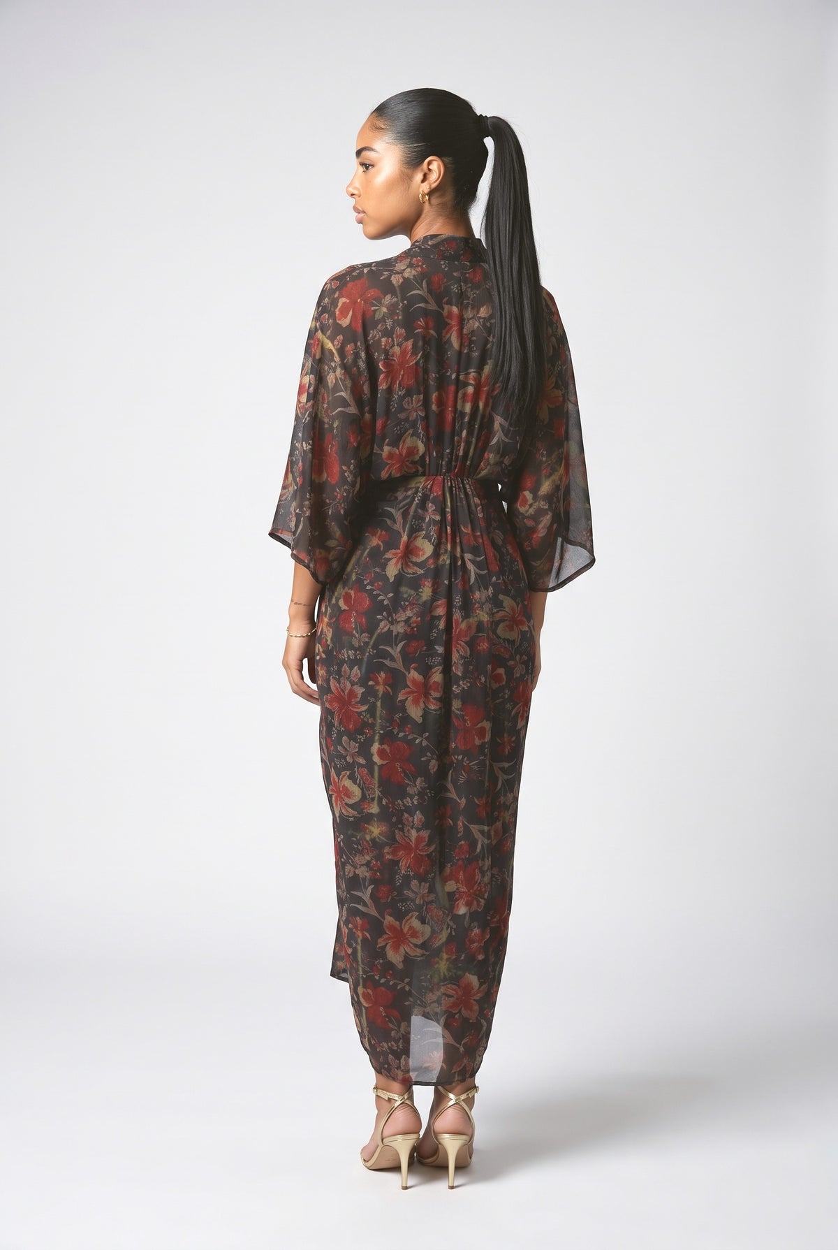 Kimono-Style Printed Dress-4, back view