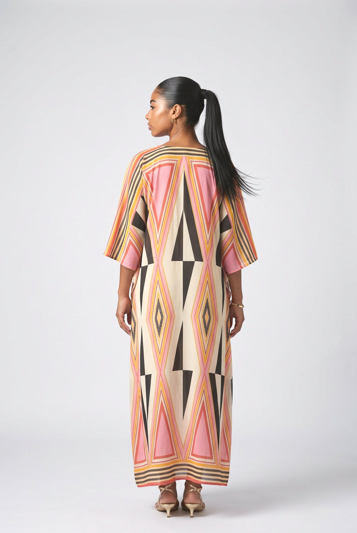 Pink Slit Maxi Dress, back view