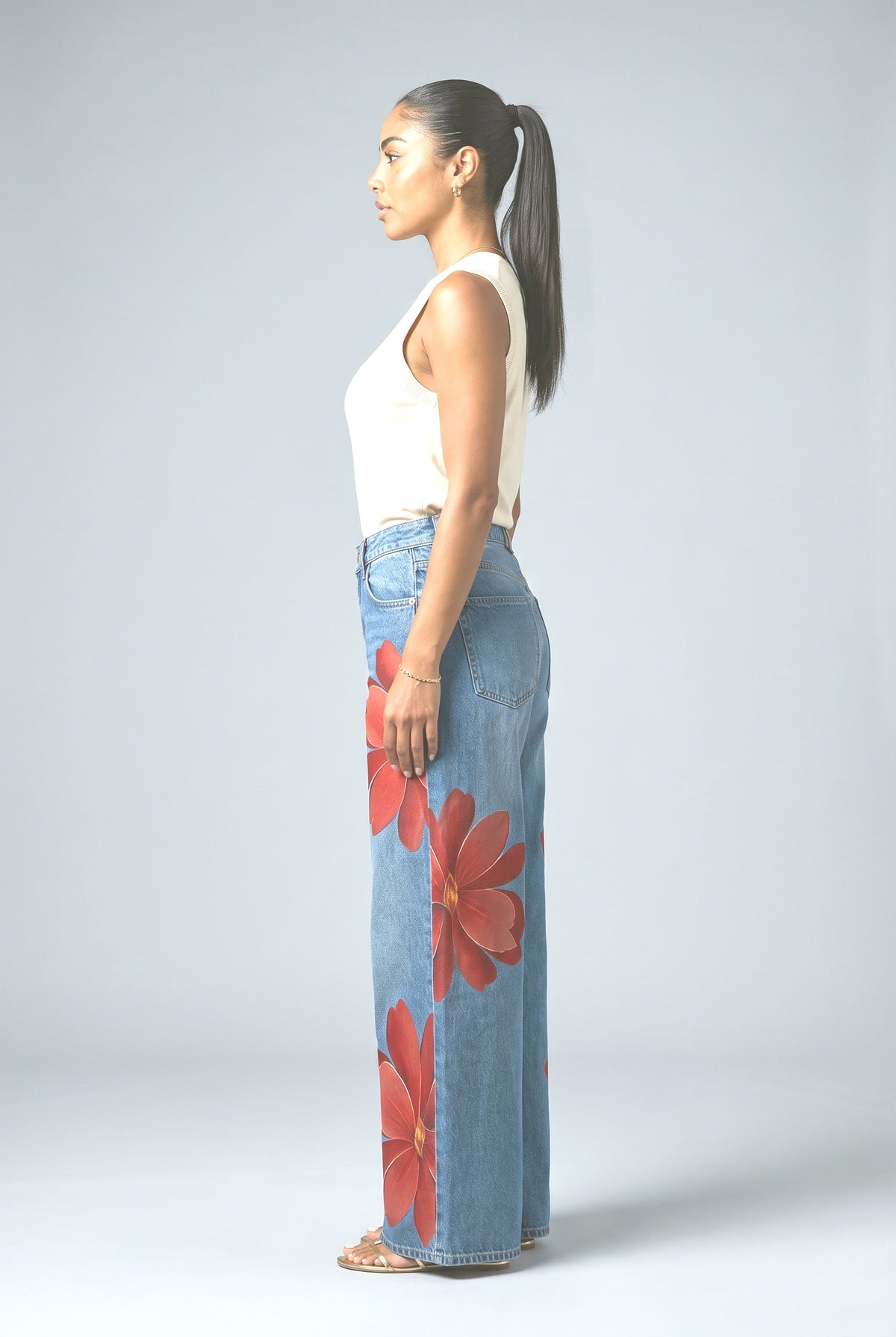 Floral Women's Jeans, back view