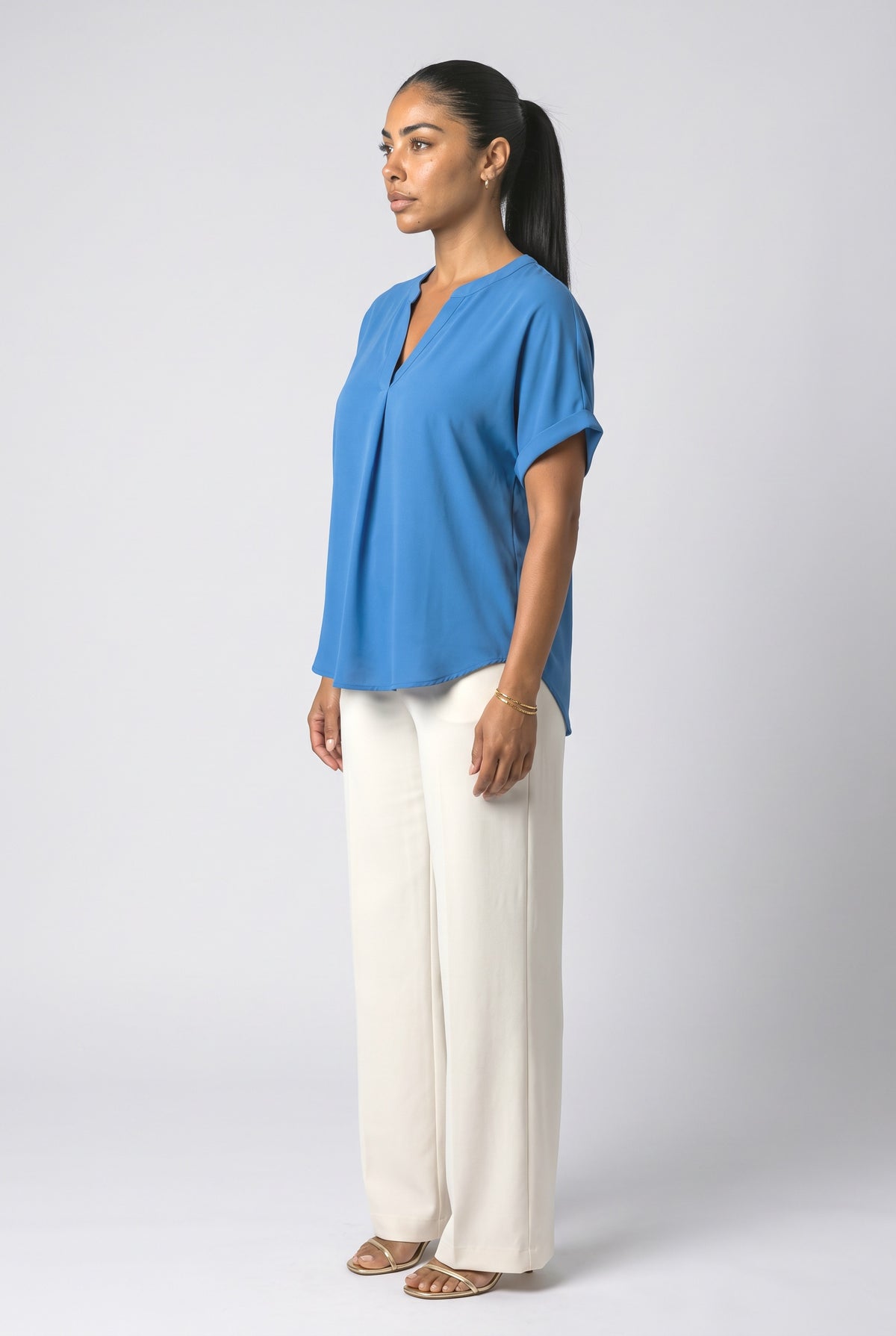 V-Neck Draped Blouse, back view