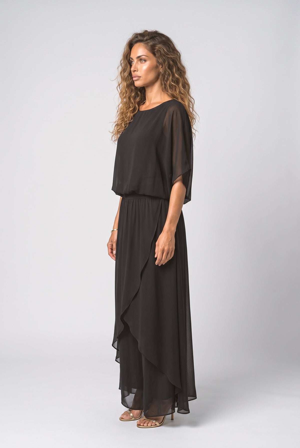 Chiffon Flowy Two Piece Outfit, back view