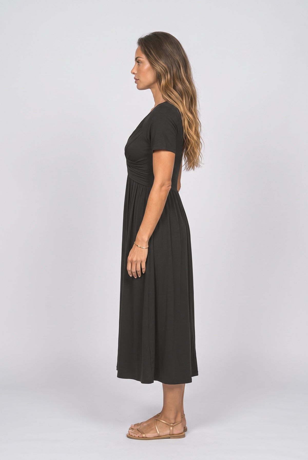 V-Neck Midi Dress, back view
