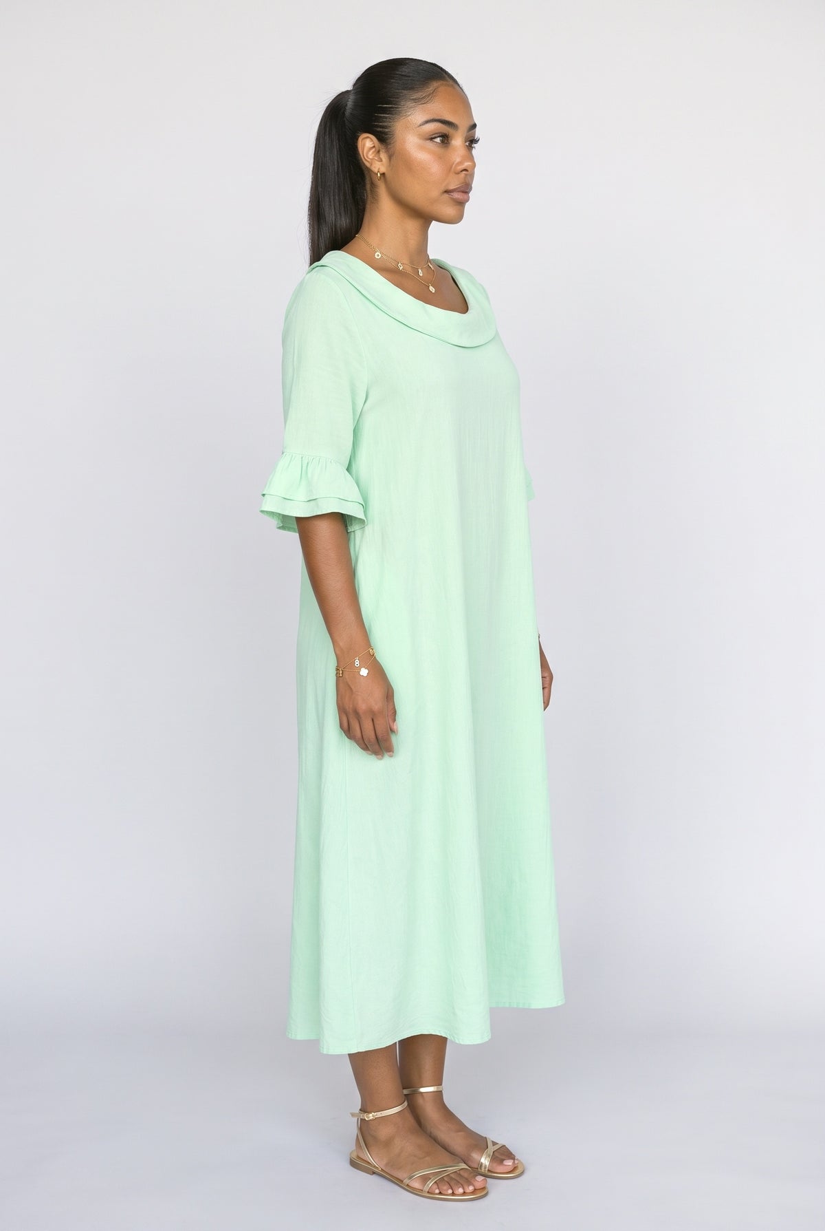 Cowl Neck Midi Dress, back view