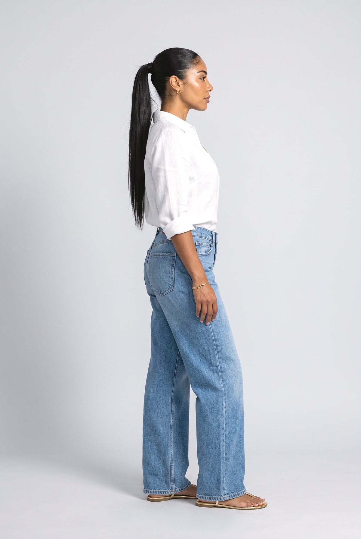 Blue Wide Leg Pants, back view