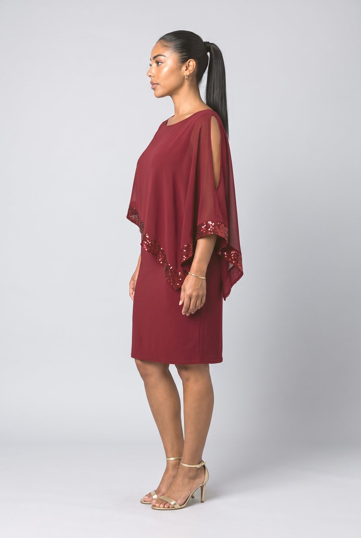 Sequin One-Shoulder Cocktail Dress, back view