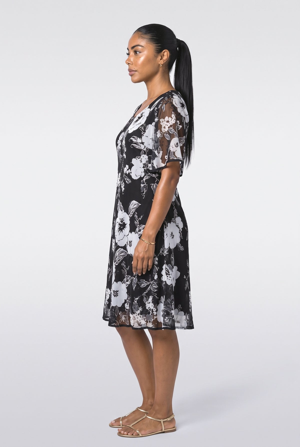 Chiffon Floral Beach Dress, back view