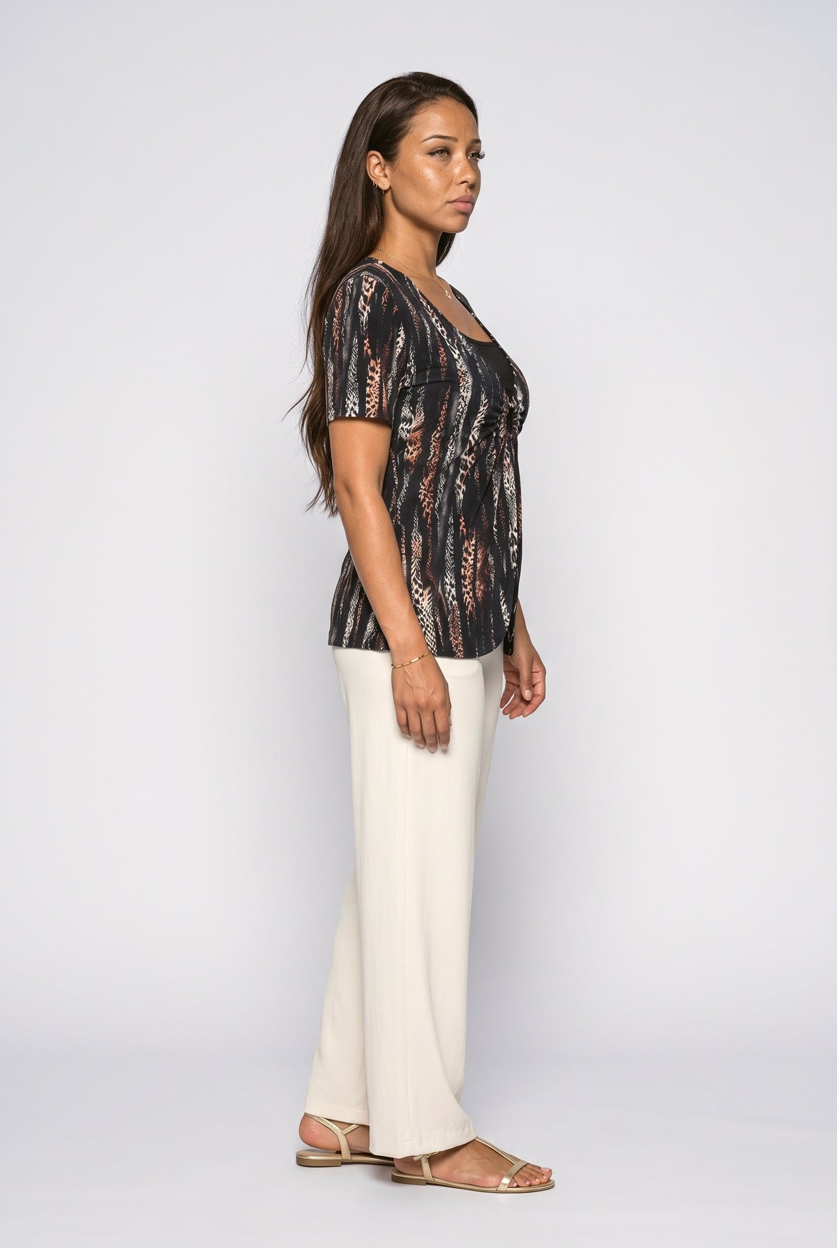 V-Neck Draped Blouse, back view