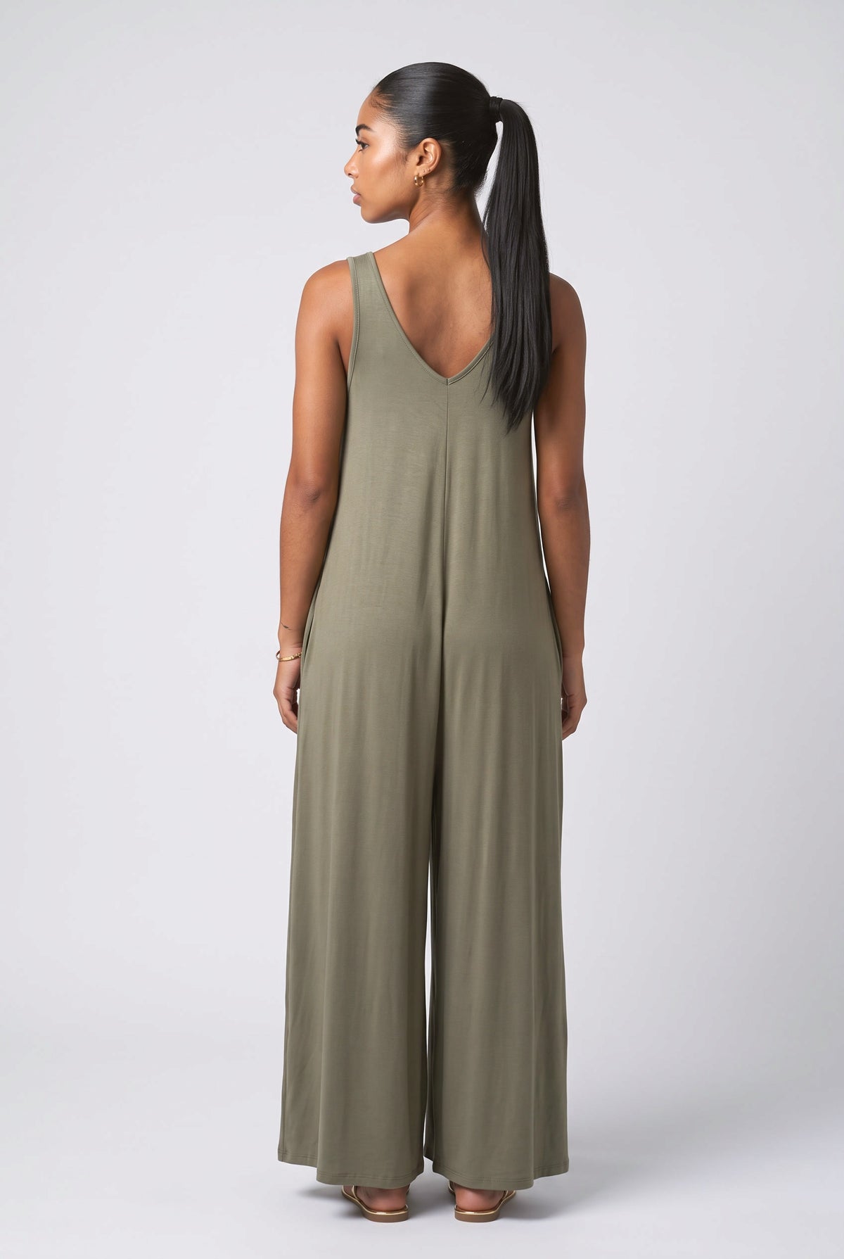 Fresh and Pocket Thin Jumpsuit, back view