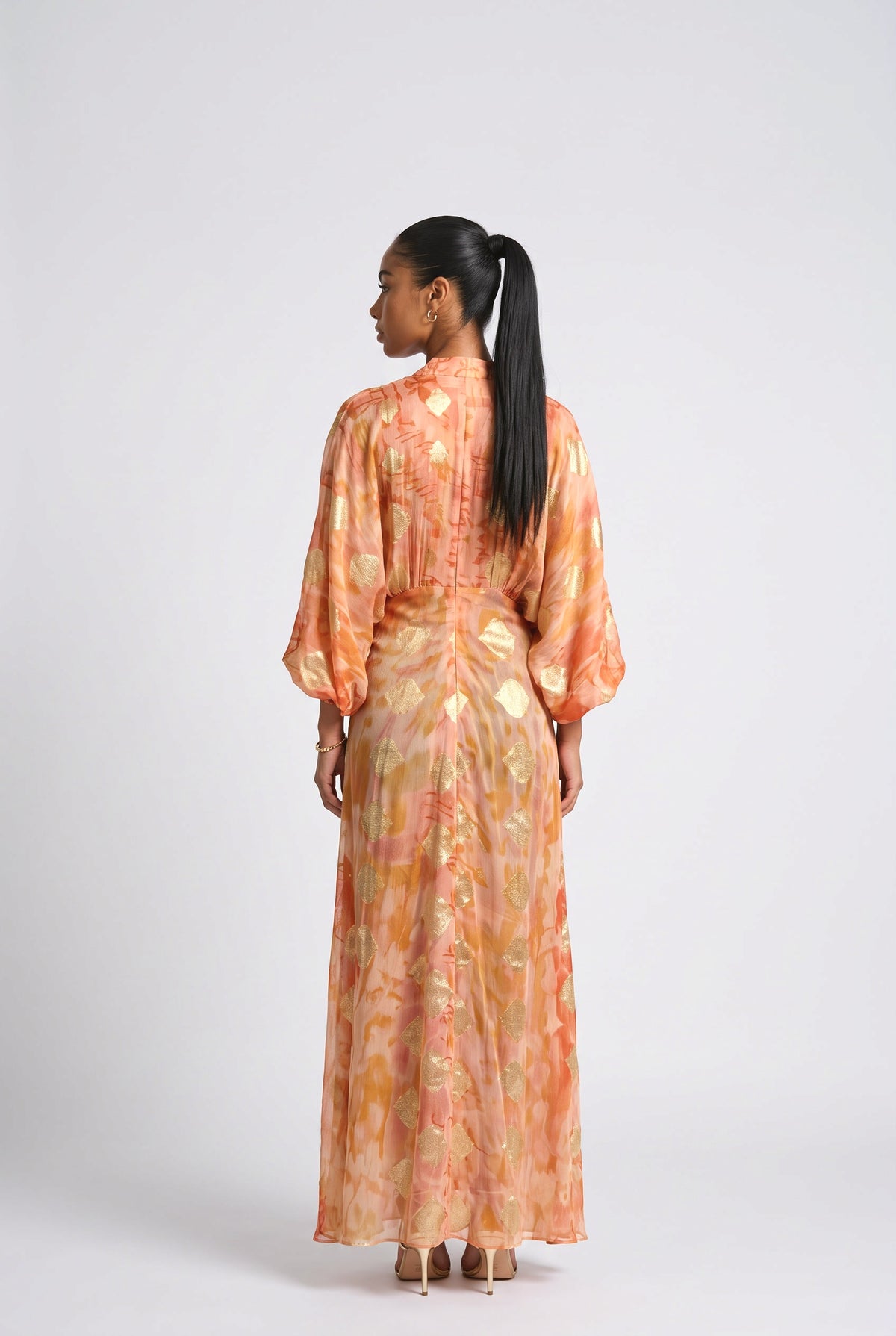 Kimono-Style Printed Dress-3, back view