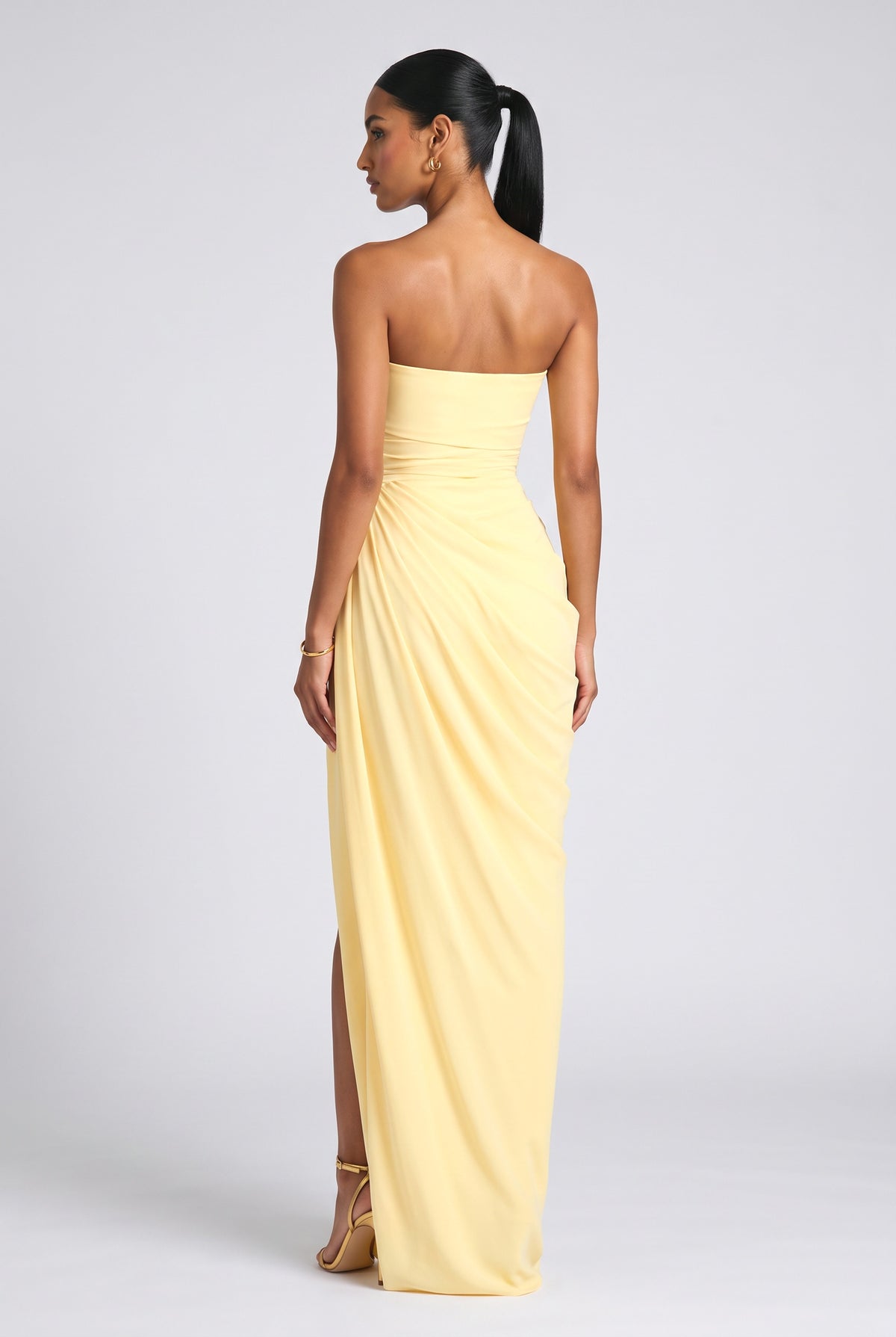 Strapless Pleated Maxi Dress, back view