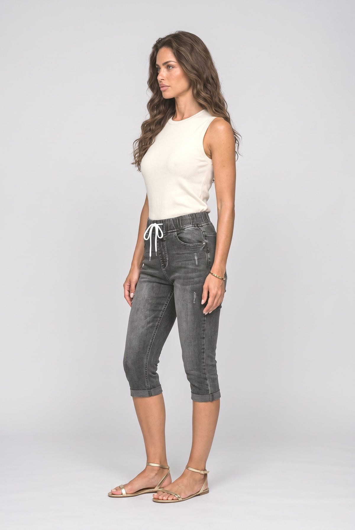 Denim Wide Leg Pants, back view