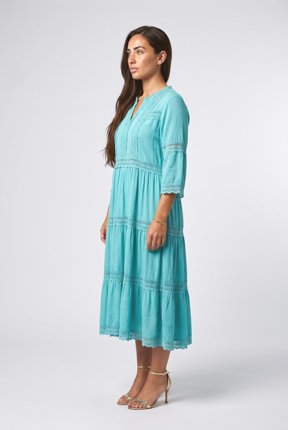 Lace Tiered Midi Dress, back view