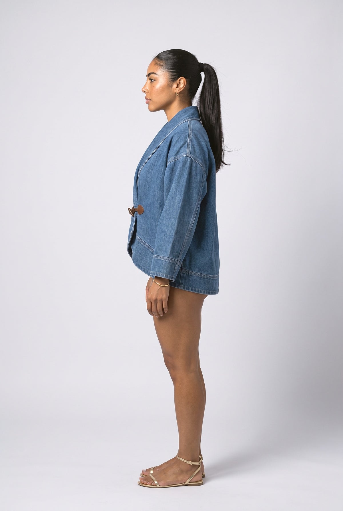 Blue Wrap Denim Jacket, back view